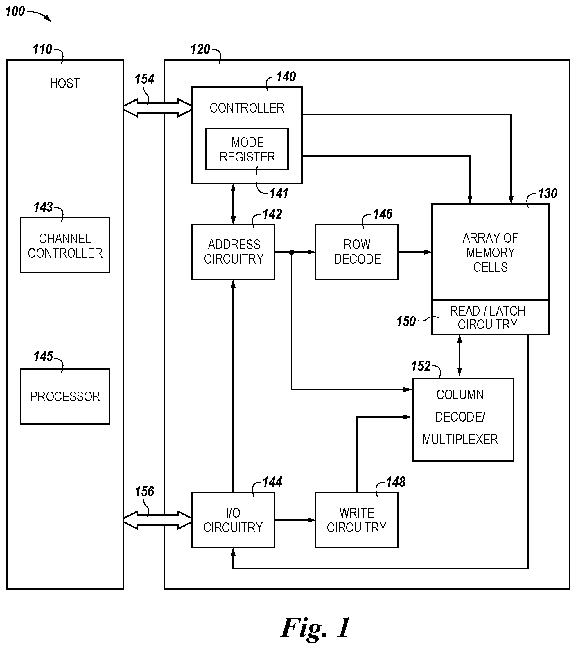 Patent US12314723 Figure 1 – Apparatuses and methods for ordering bits in a memory device