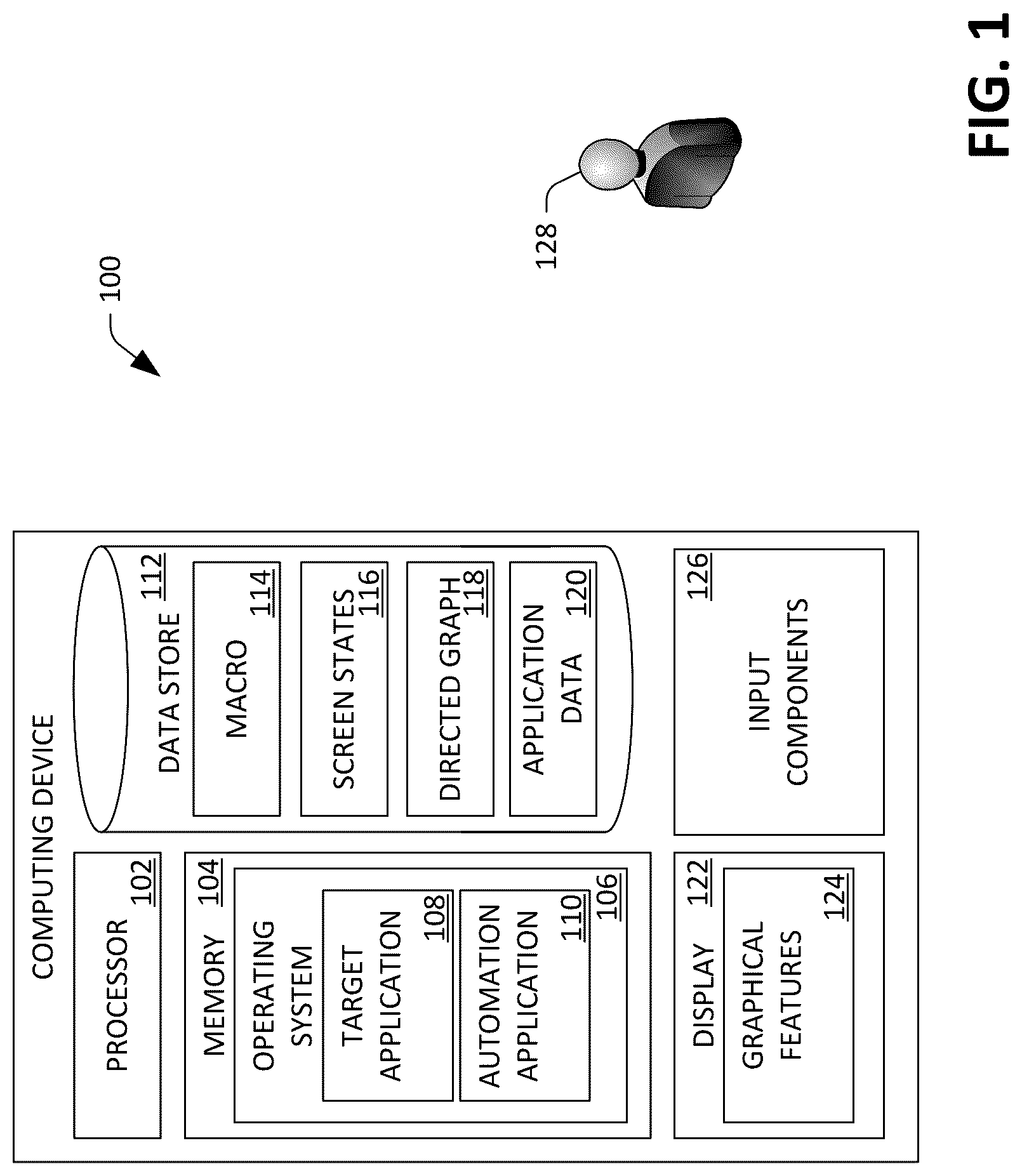 Patent US12314746 Figure 1 – Computing system for macro generation, modification, verification, and execution