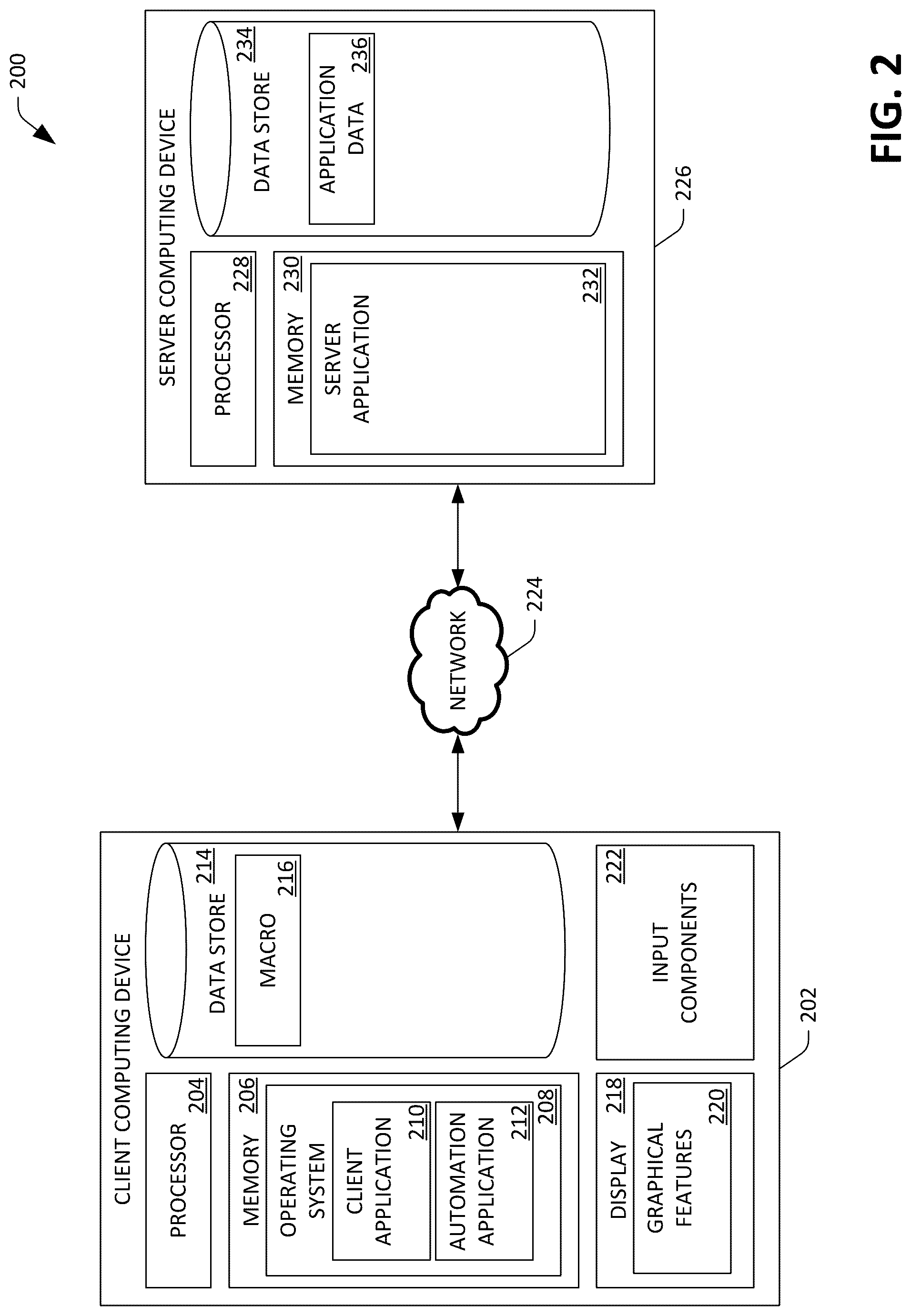 Patent US12314746 Figure 2 – Computing system for macro generation, modification, verification, and execution
