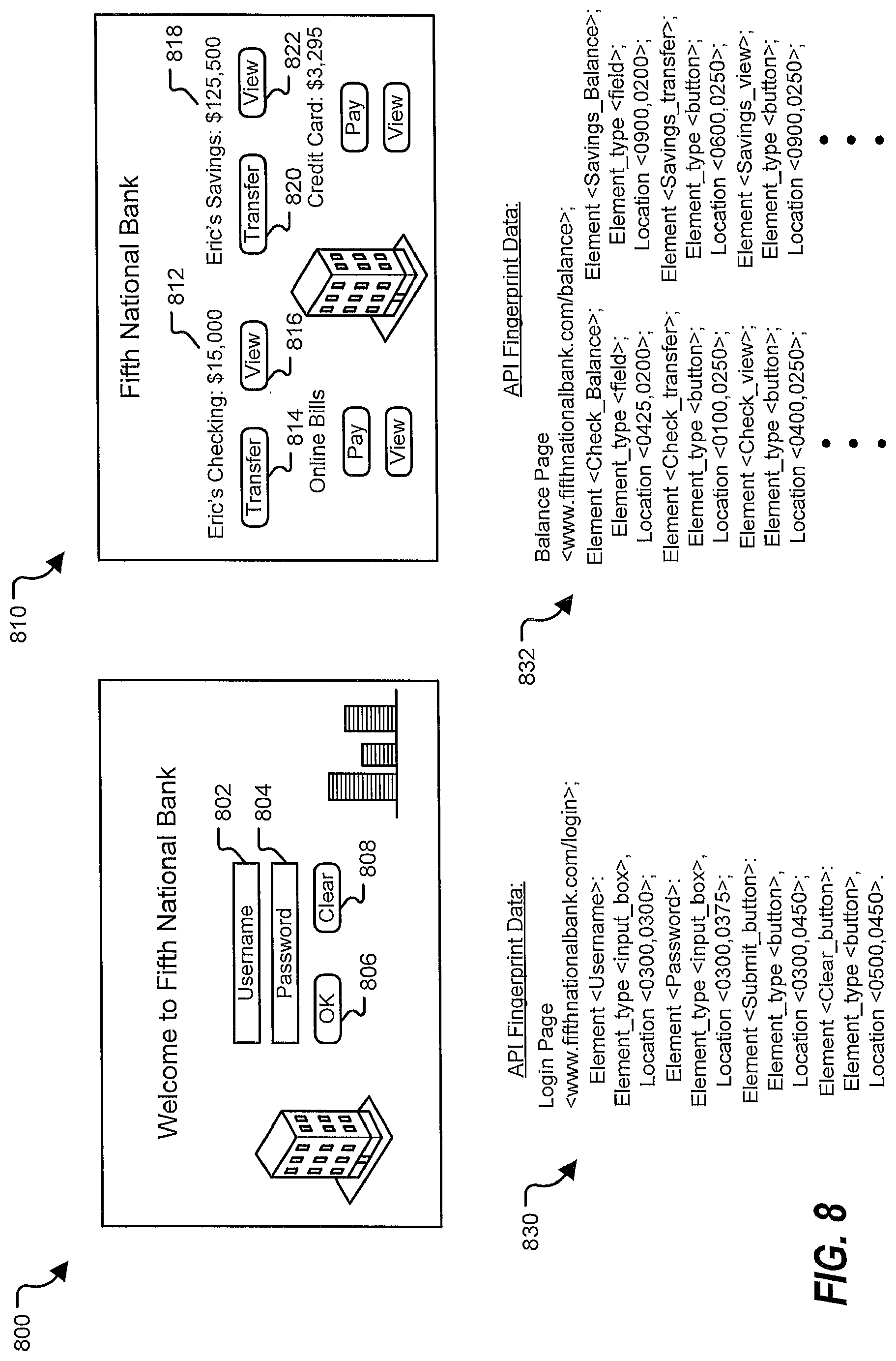 Patent US12314788 Figure 8 – Application programming interface fingerprint data generation at a mobile device executing a native mobile application