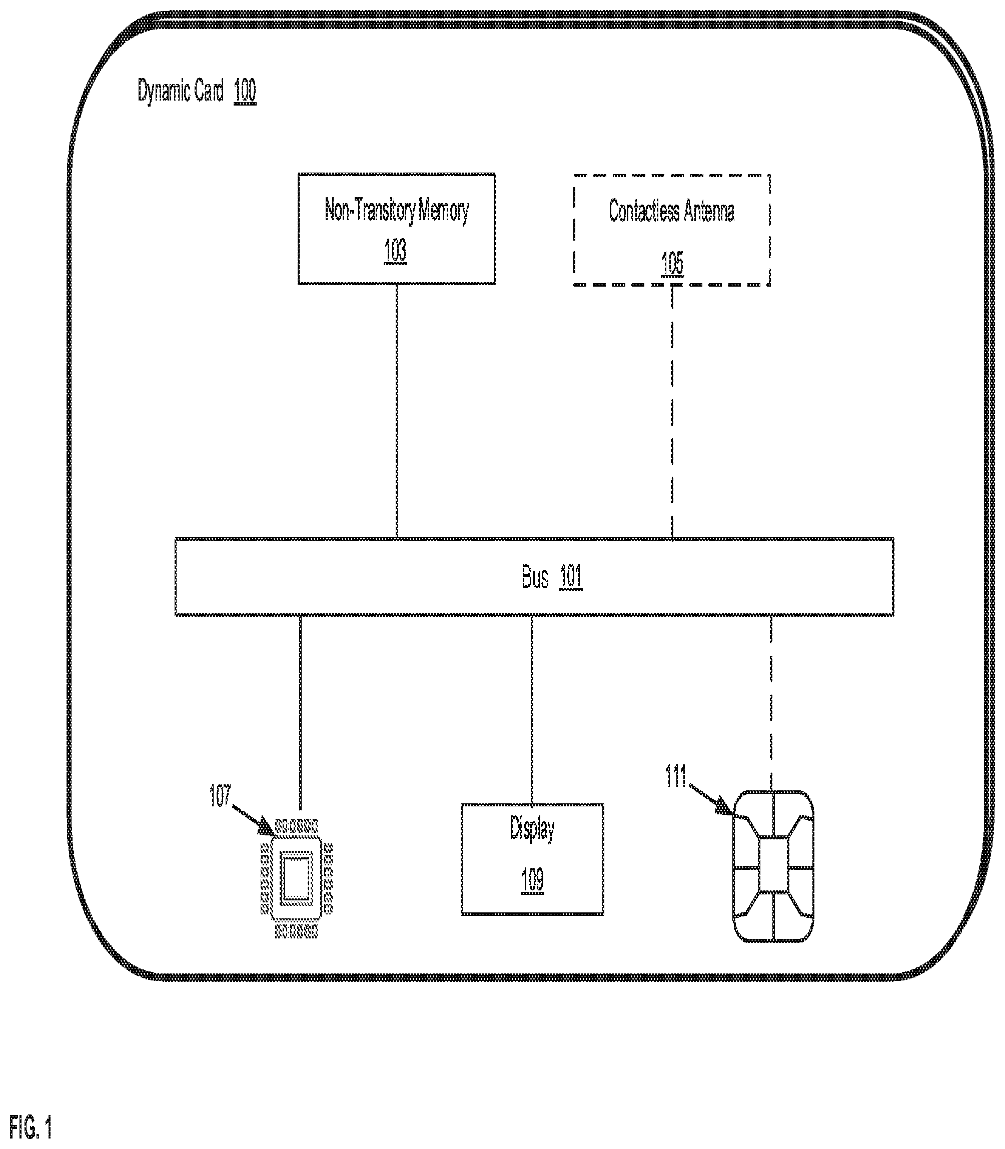 Patent US12314793 Figure 1 – Computer-based systems having computing devices configured to interact with dynamic cards and methods of use thereof