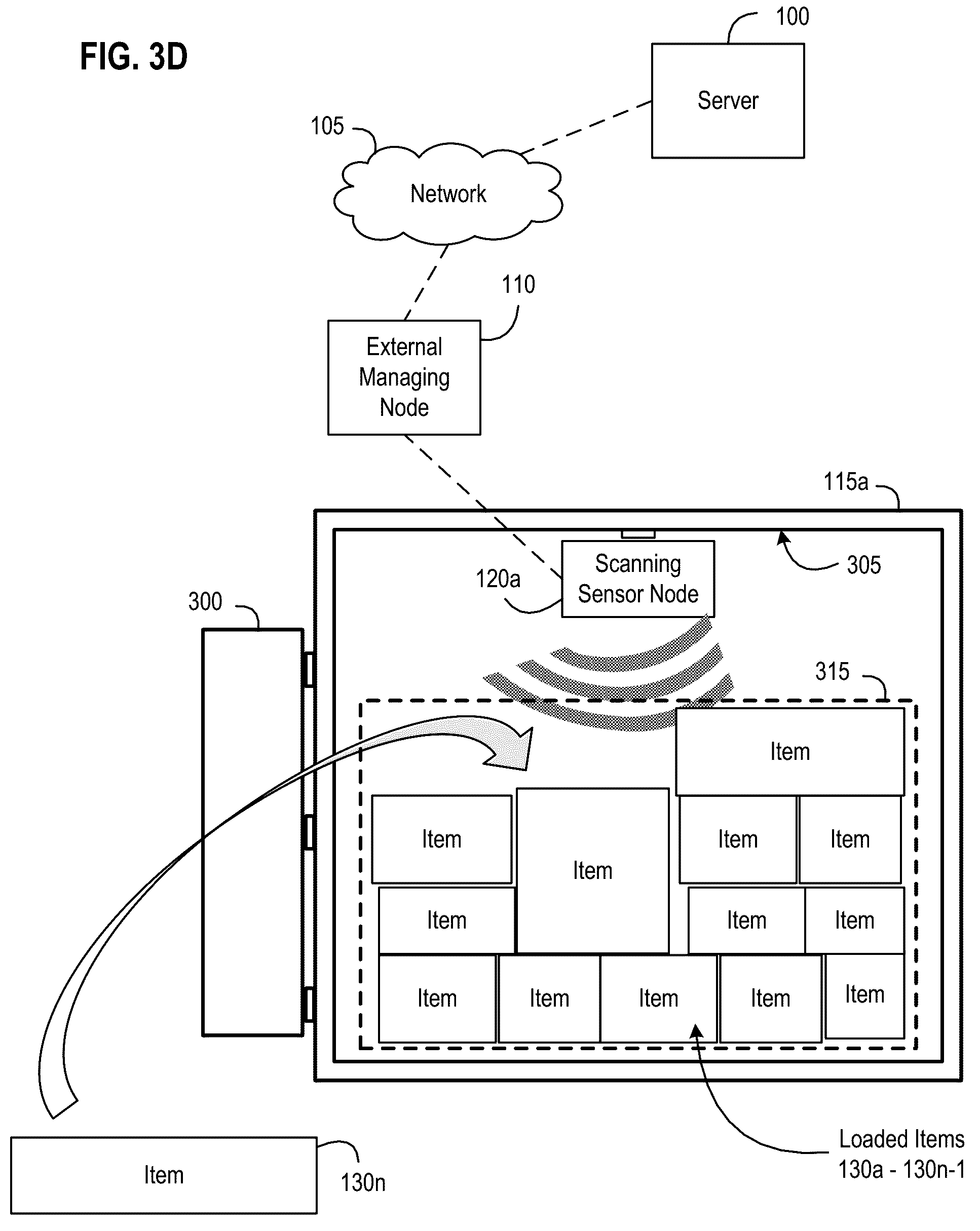 Patent US12314799 Figure 6 – Systems, apparatus, and methods for quantifying space within a container using a removable scanning sensor node