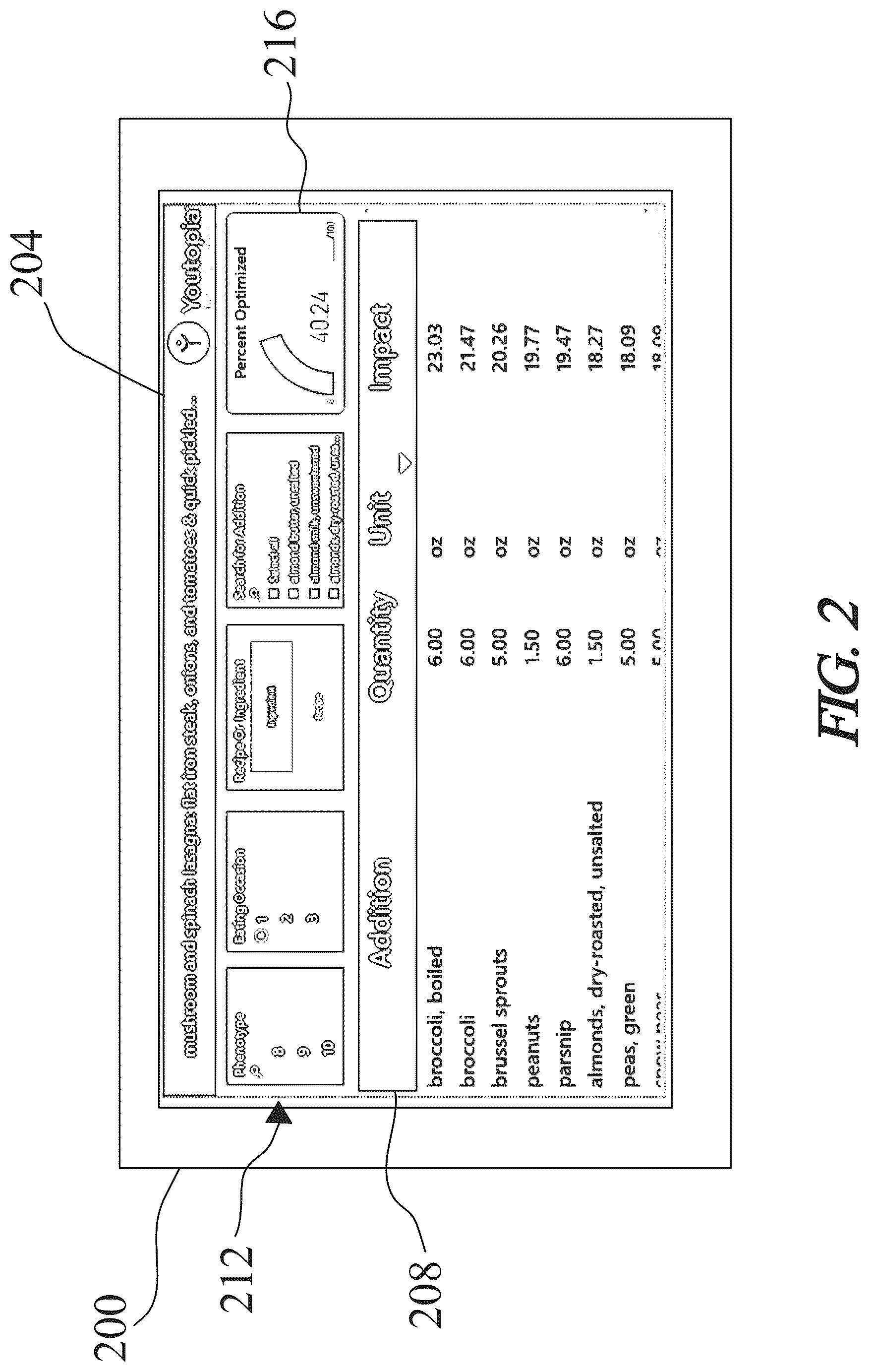 Patent US12314824 Figure 2 – Apparatus and method for generating an ingredient chain