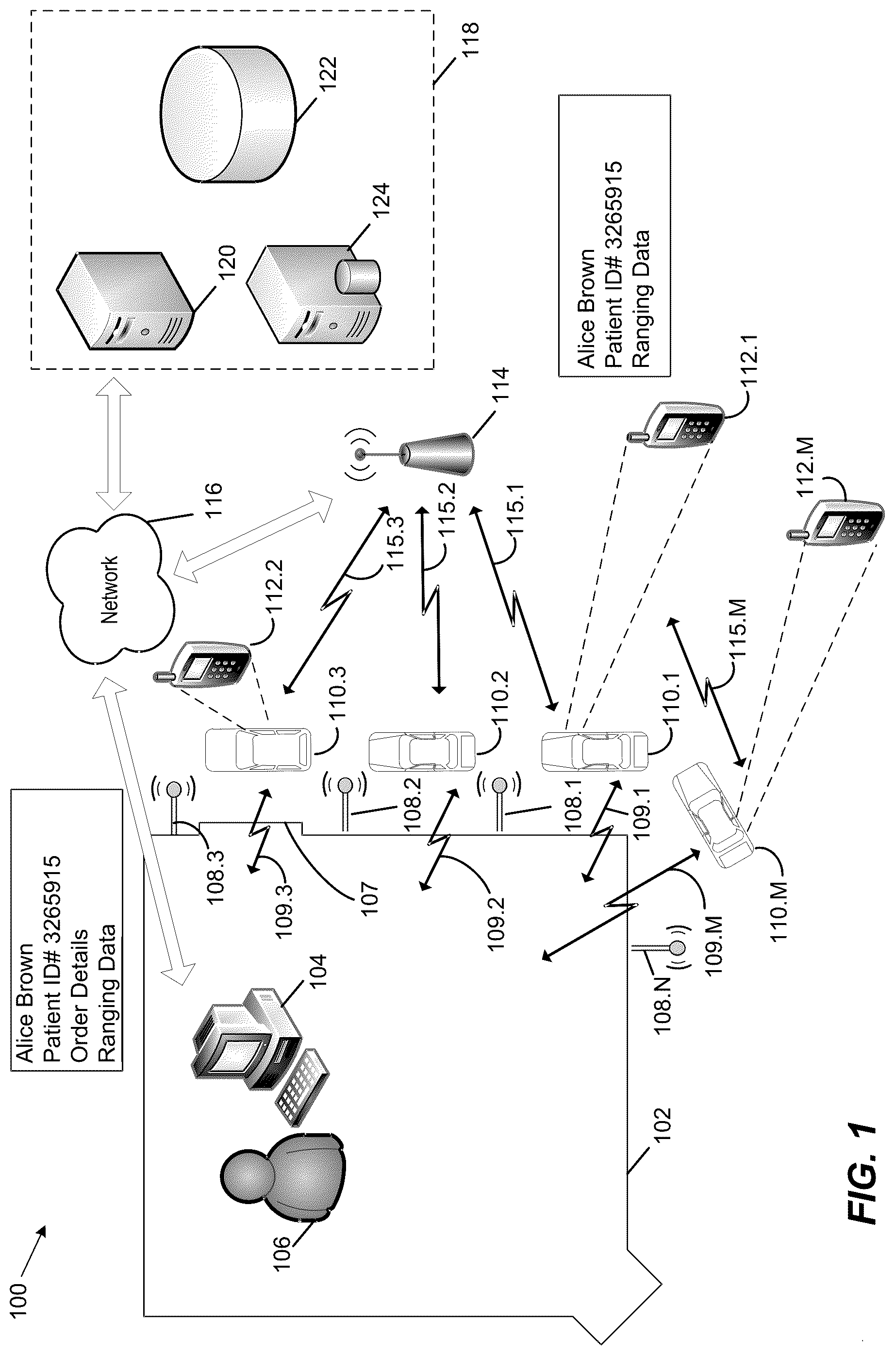 Patent US12314893 Figure 1 – Drive-thru system implementing location tracking
