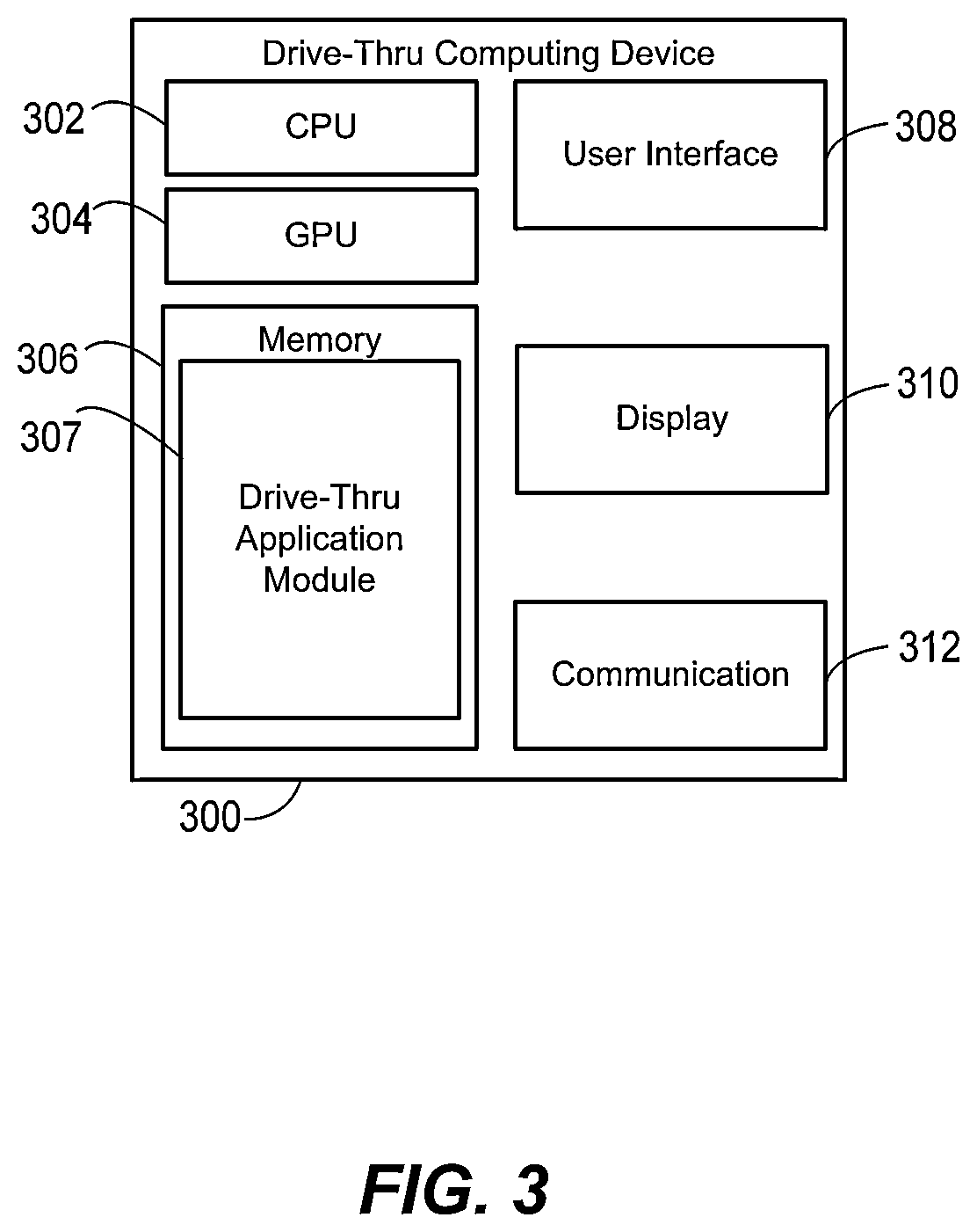 Patent US12314893 Figure 3 – Drive-thru system implementing location tracking