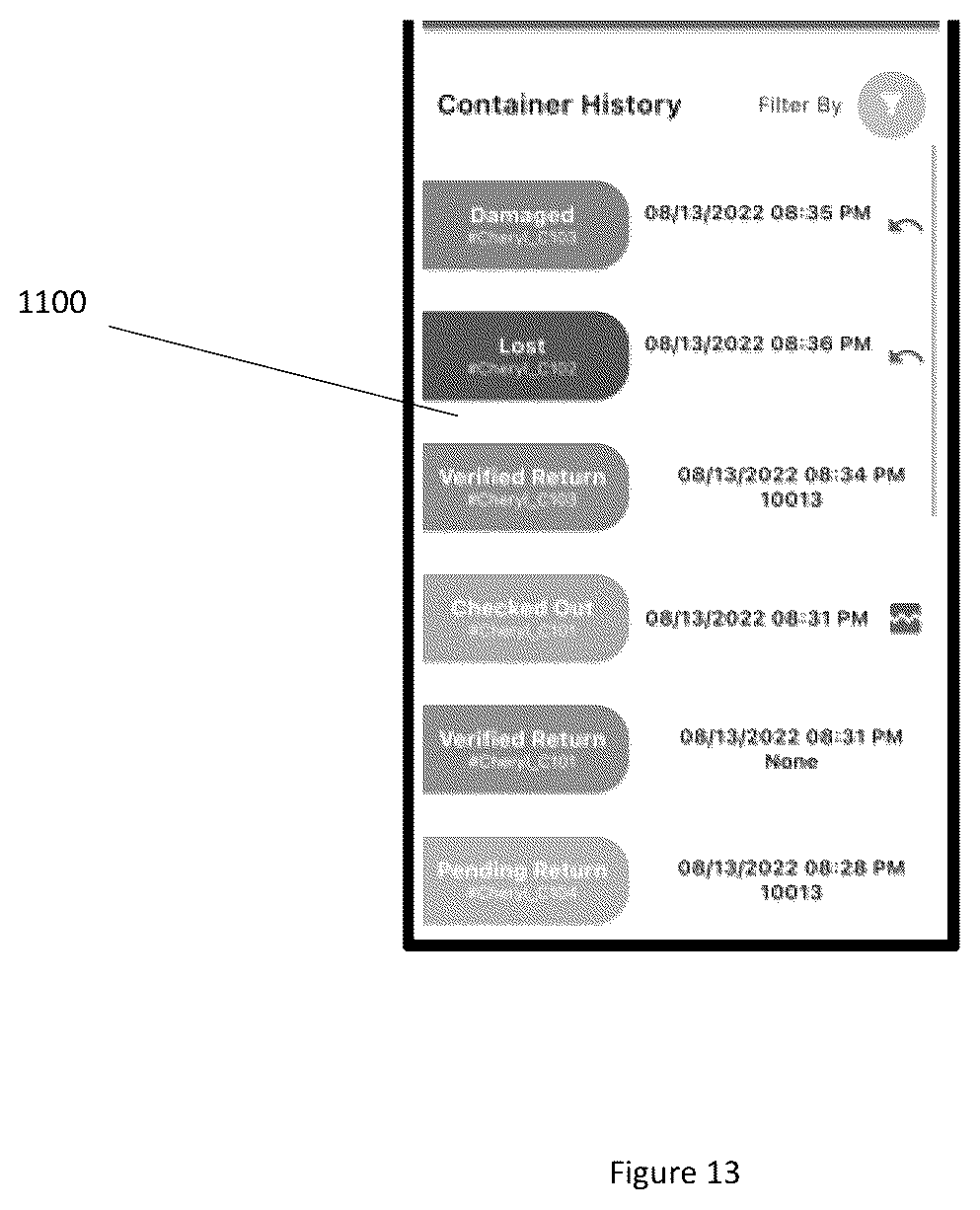 Patent US12314894 Figure 13 – System and method for tracking of reusable item