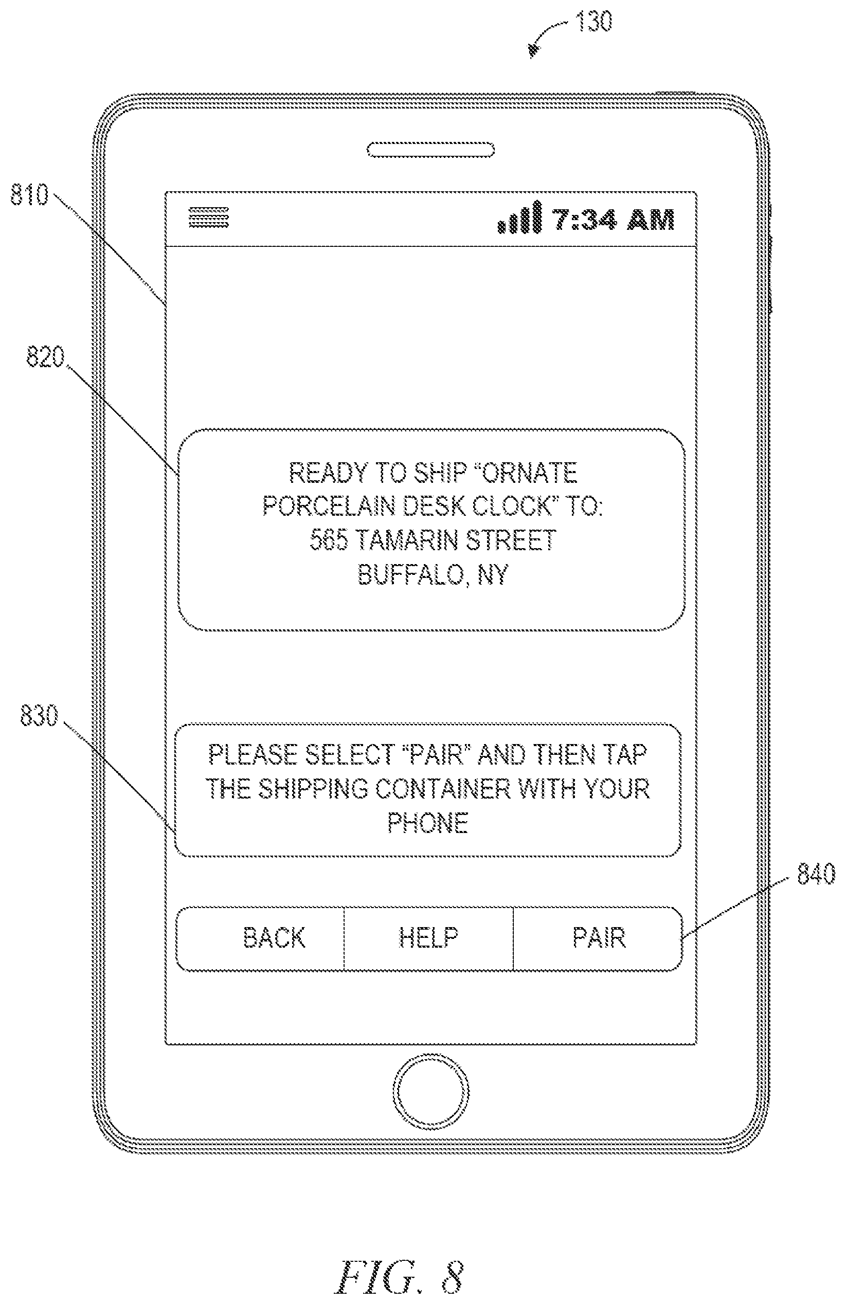 Patent US12314895 Figure 8 – Container touch-pairing device