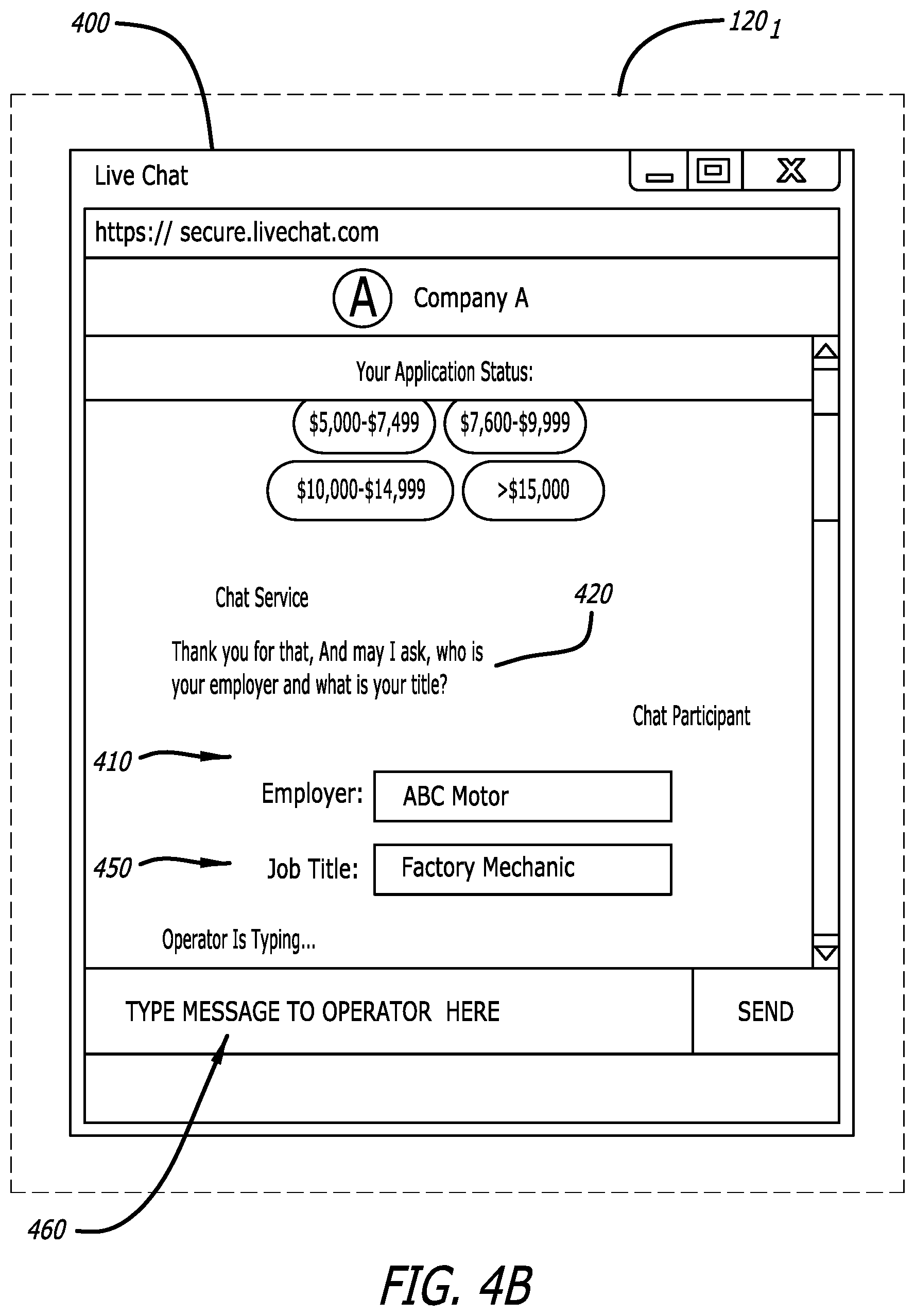 Patent US12314902 Figure 5 – Semi-automated form-based chat