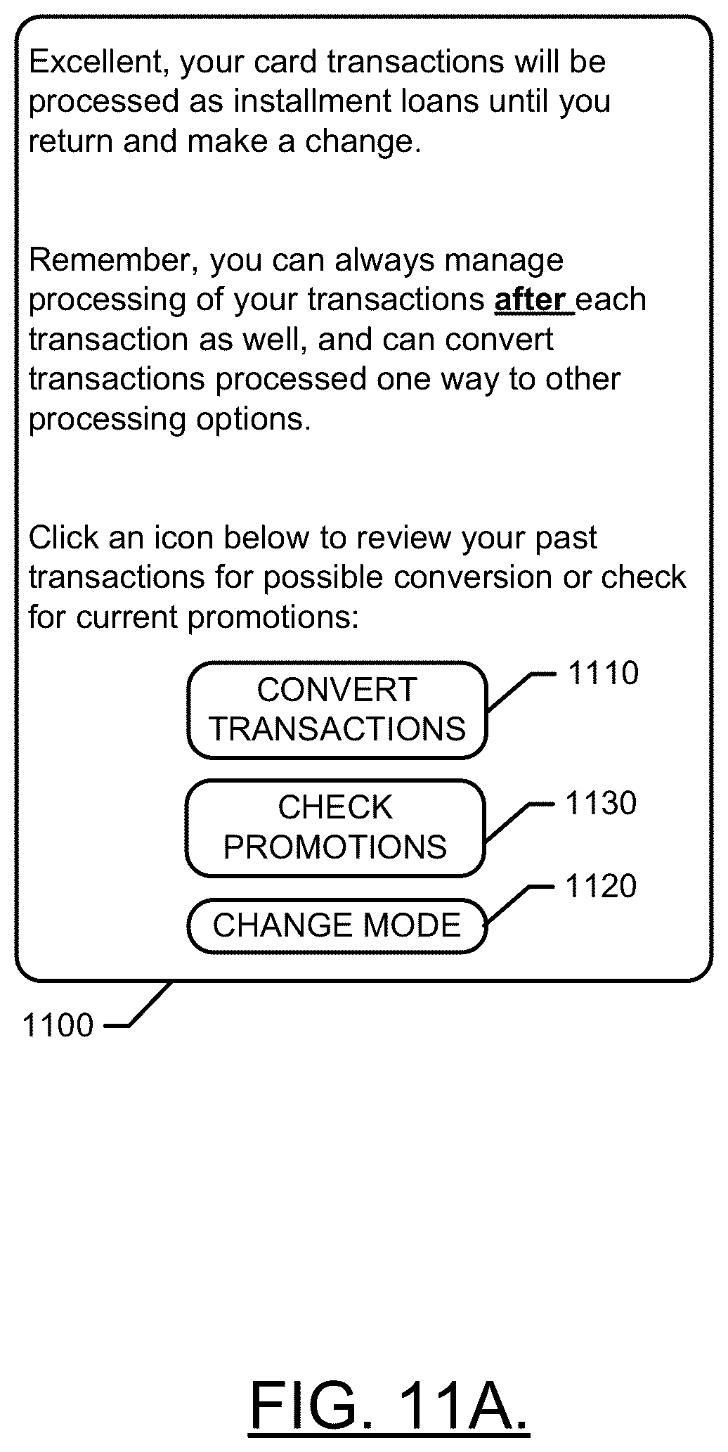 Patent US12314912 Figure 11 – Method and apparatus for managing financial transactions for selective conversion to buy now, pay later financing