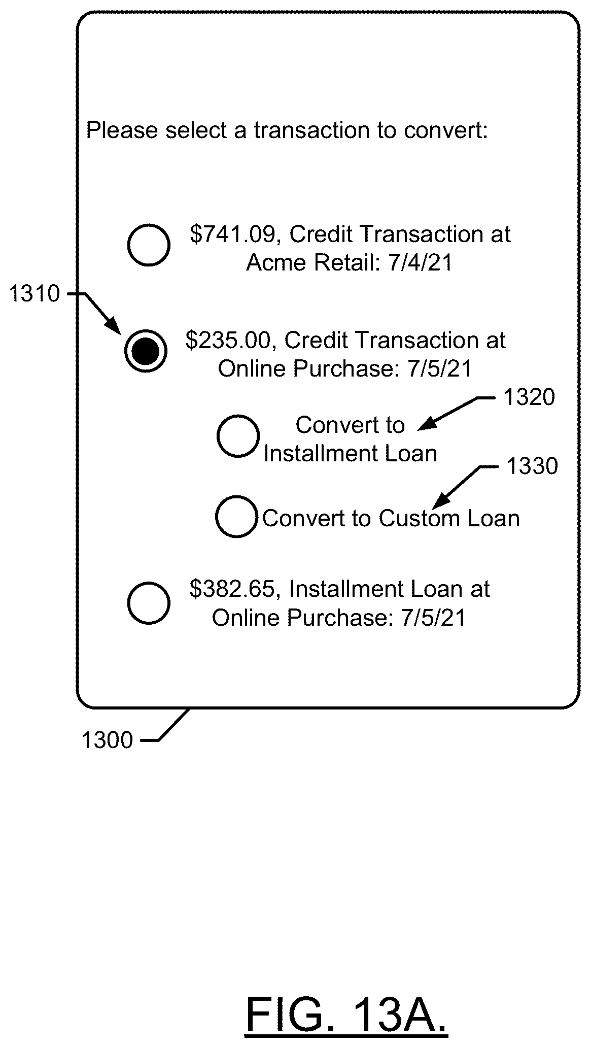 Patent US12314912 Figure 14 – Method and apparatus for managing financial transactions for selective conversion to buy now, pay later financing