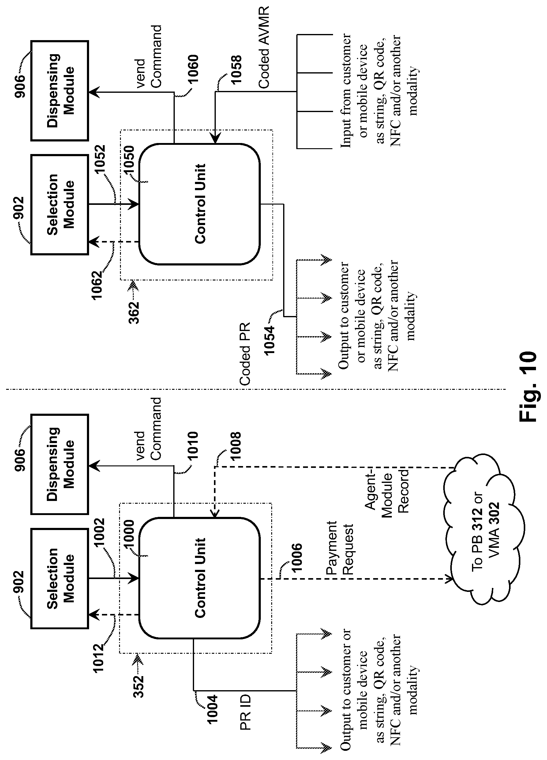Patent US12314913 Figure 11 – Mobile payment and product selection modules for vending machines