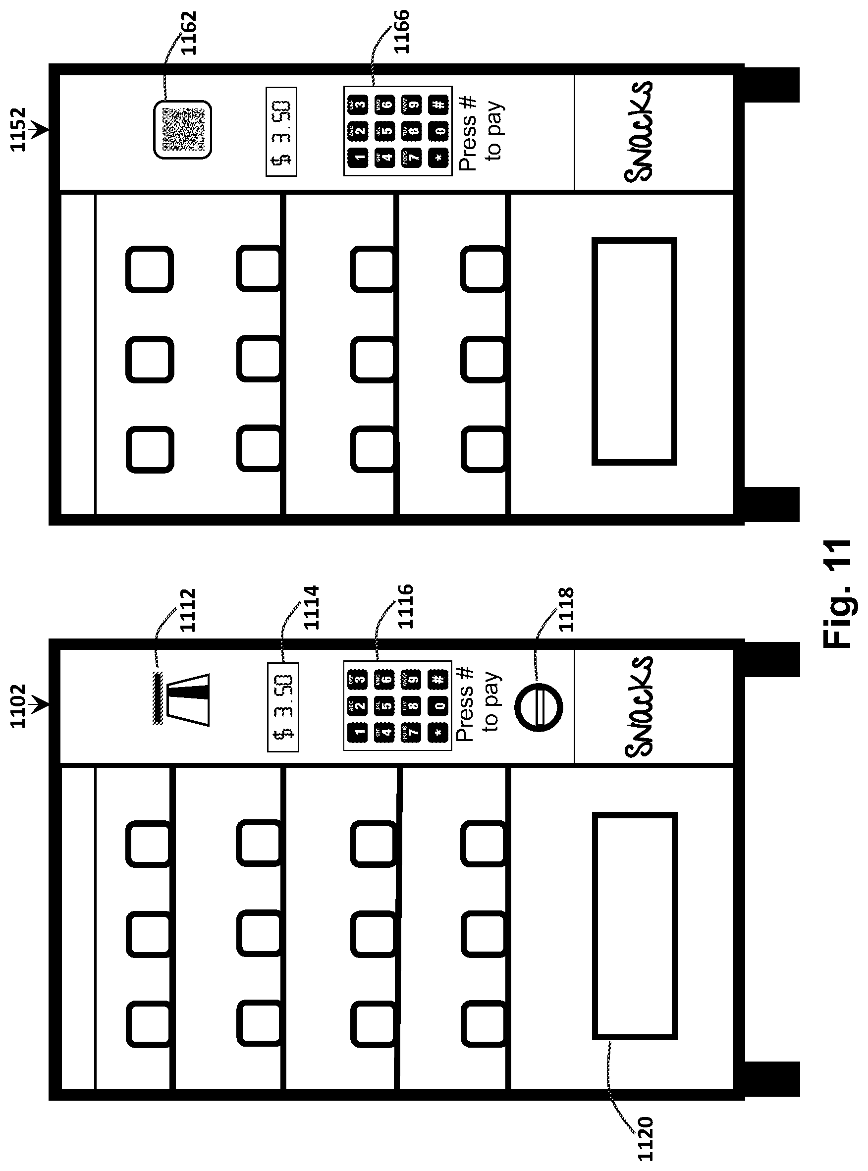 Patent US12314913 Figure 12 – Mobile payment and product selection modules for vending machines