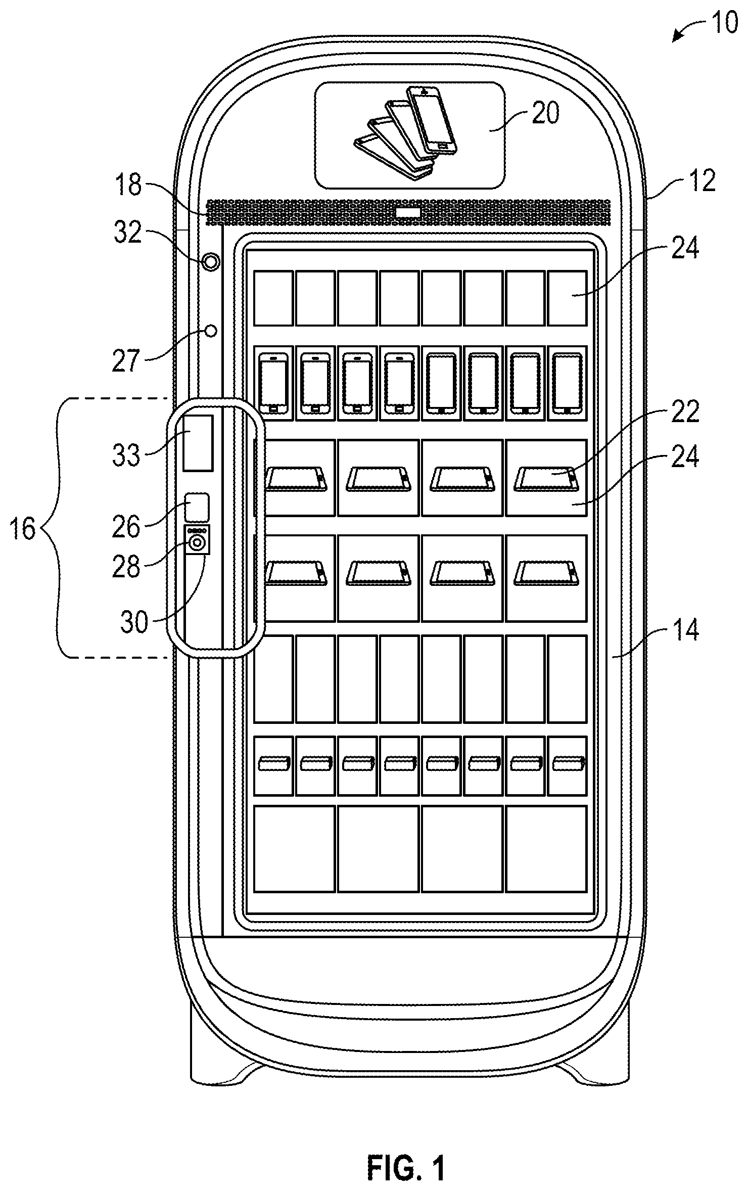 Patent US12314917 — Cantilevered weight sensitive shelf, rail, and mounting system — Figure 1