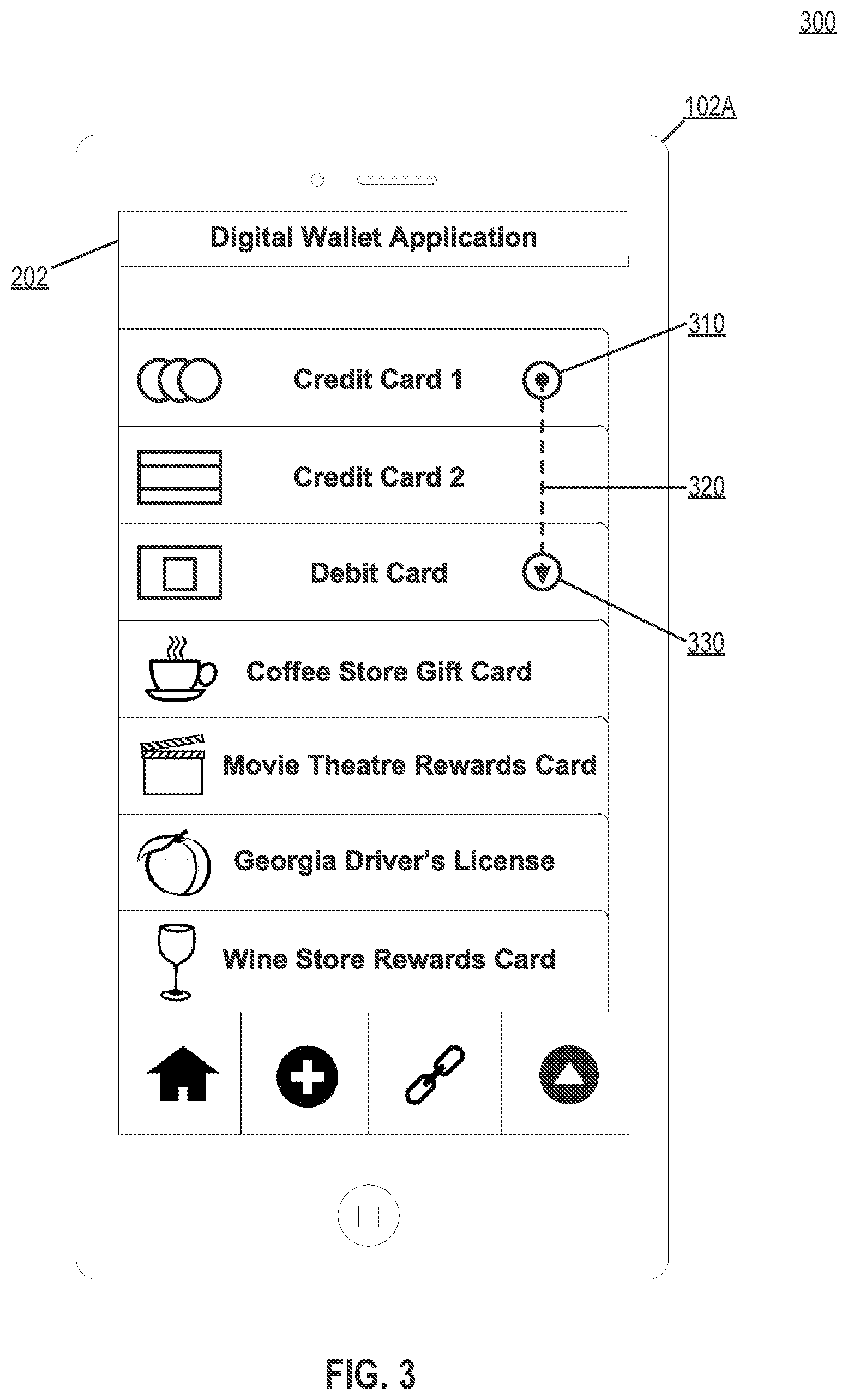 Patent US12314936 Figure 3 – Attribute-based card combinations for digital wallets