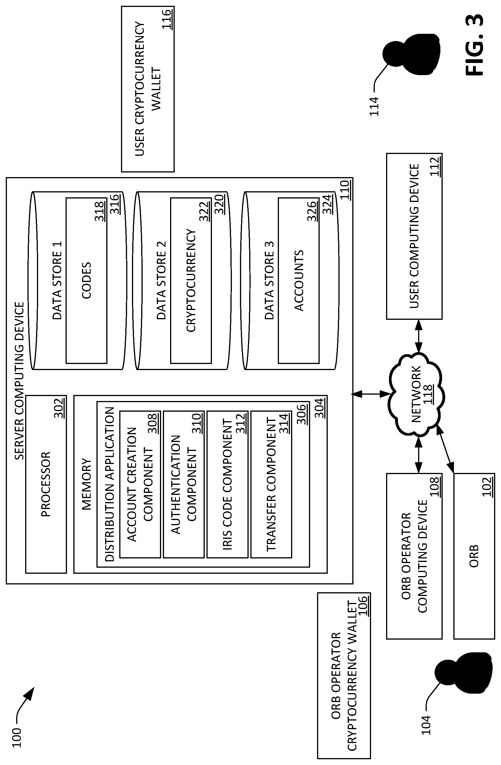 Patent US12314952 Figure 3 – Computing system for distributing cryptocurrency