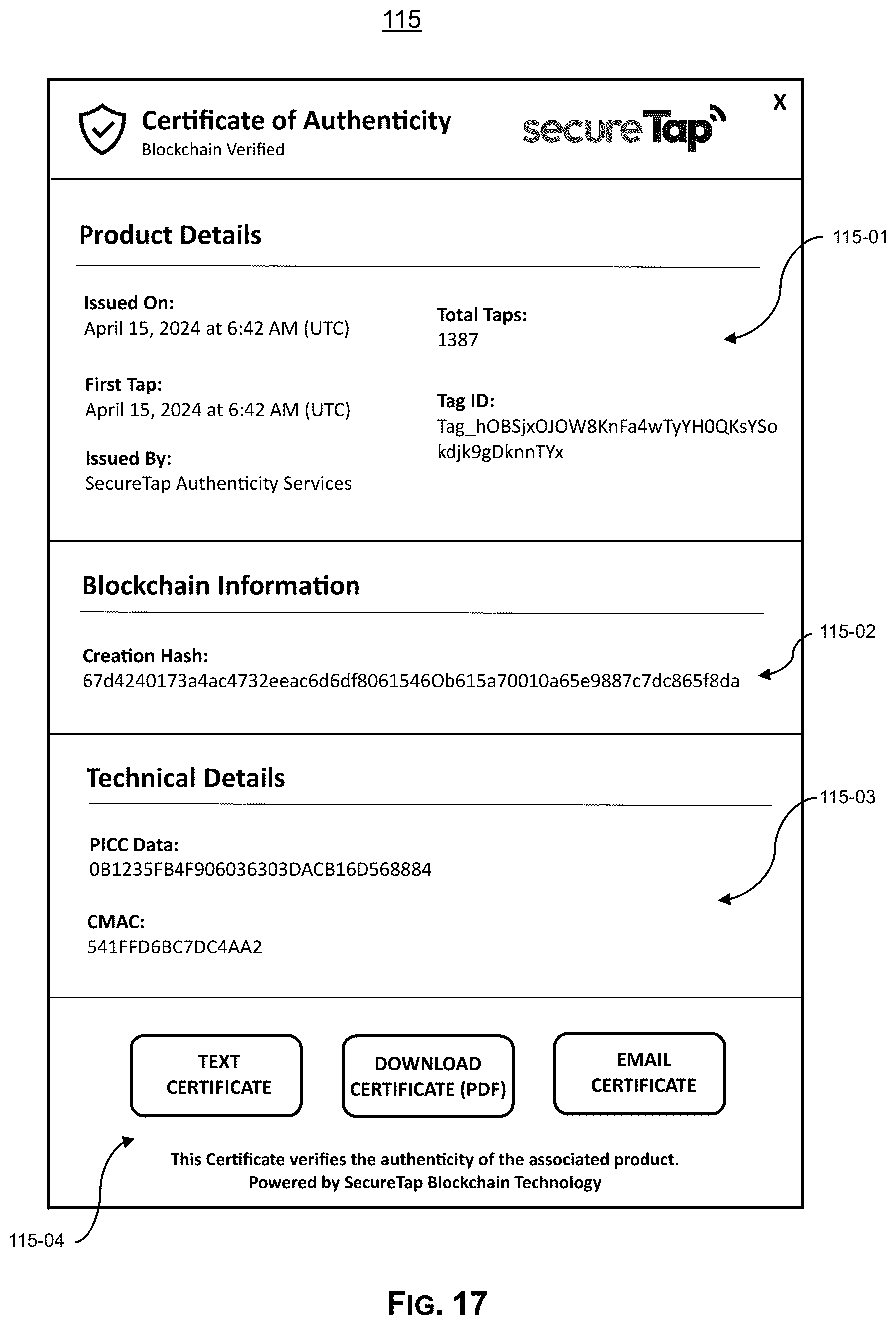 Patent US12314963 Figure 19 – System, method and process for product authentication and verification