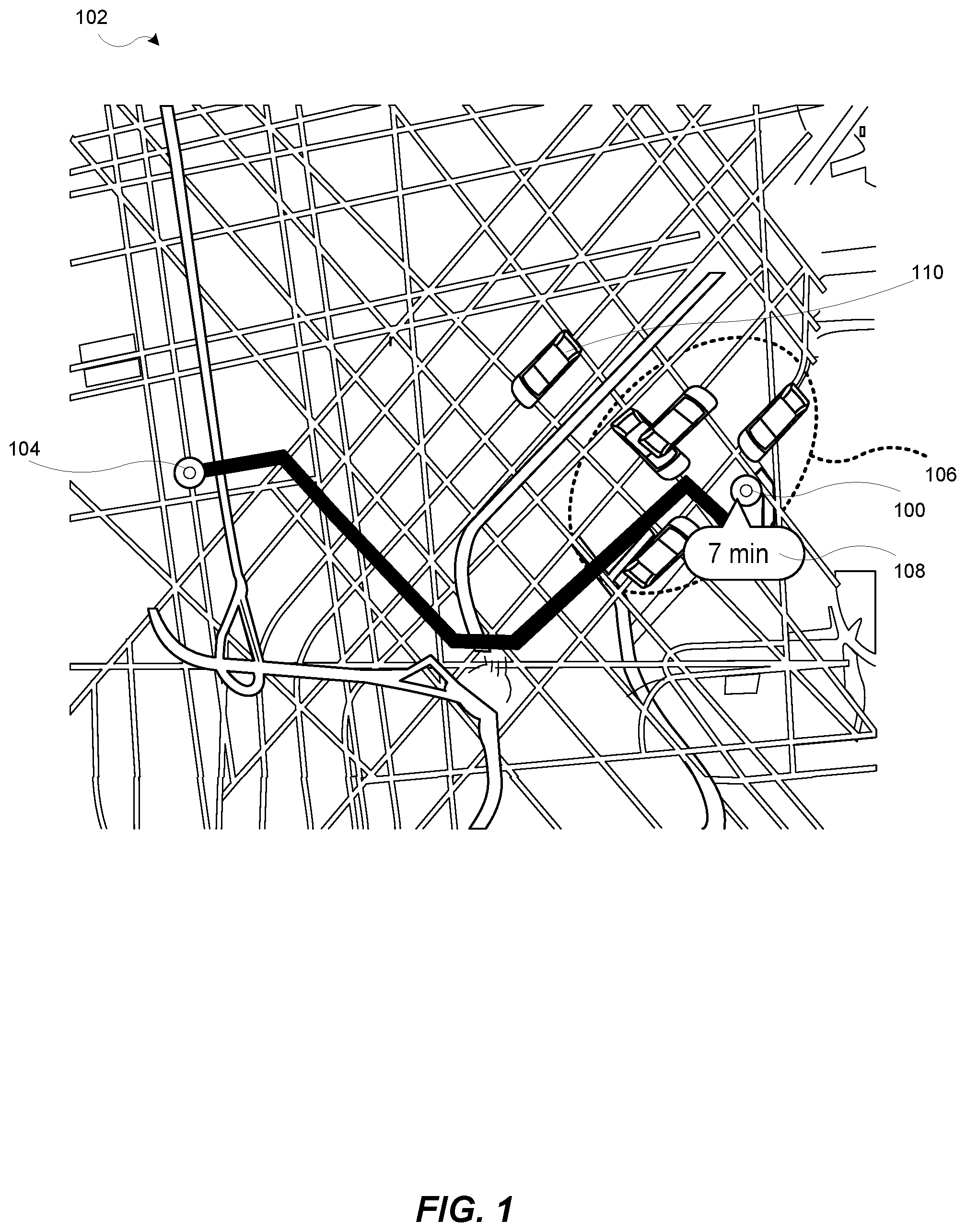 Patent US12314989 Figure 1 – Systems and methods for determining a pre-request transportation match between transportation requestor devices and transportation provider devices