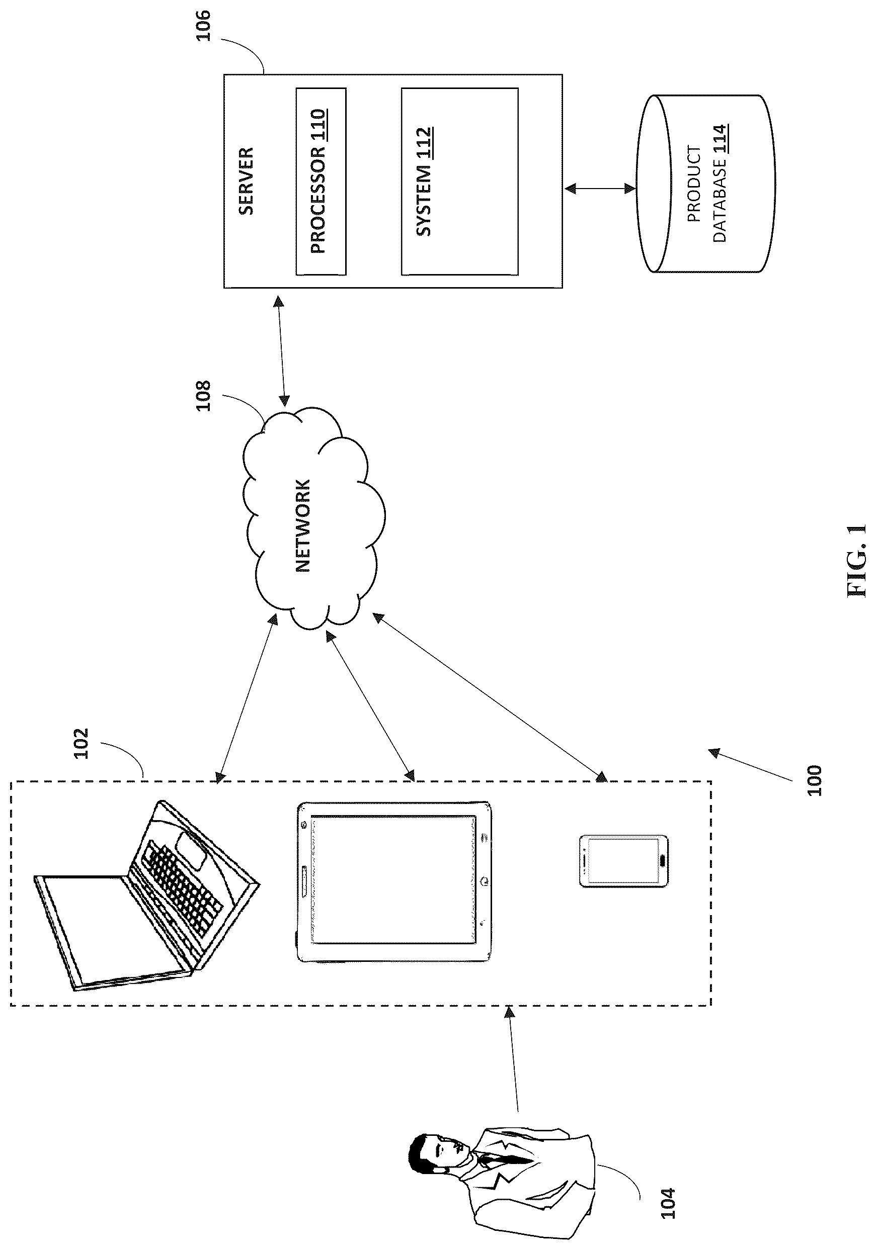Patent US12314998 — Method and system for providing a customizable virtual representation to a user for enabling selection of construction products and installation products — Figure 1