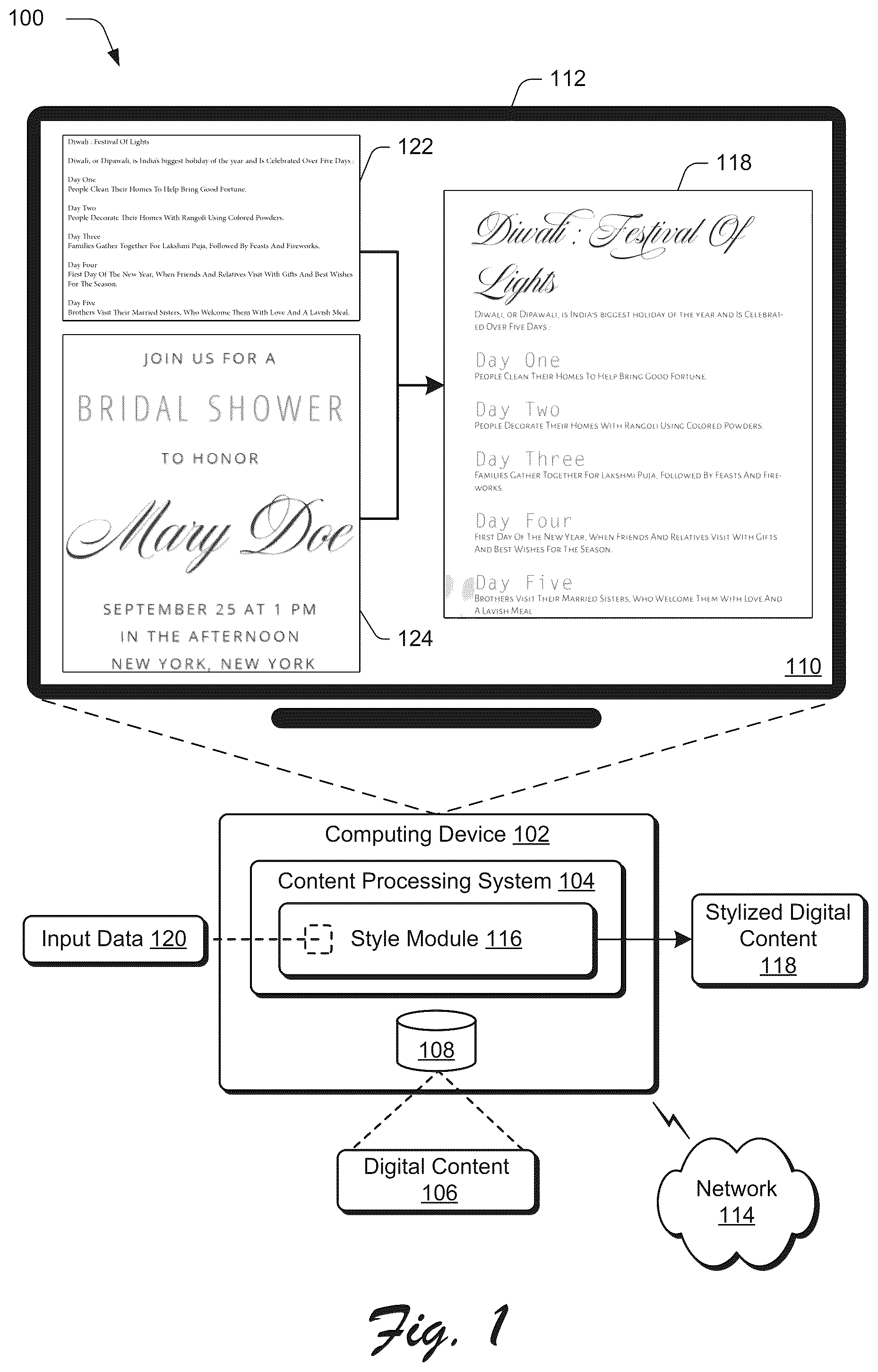 Patent US12315051 Figure 1 – Reference based digital content stylization