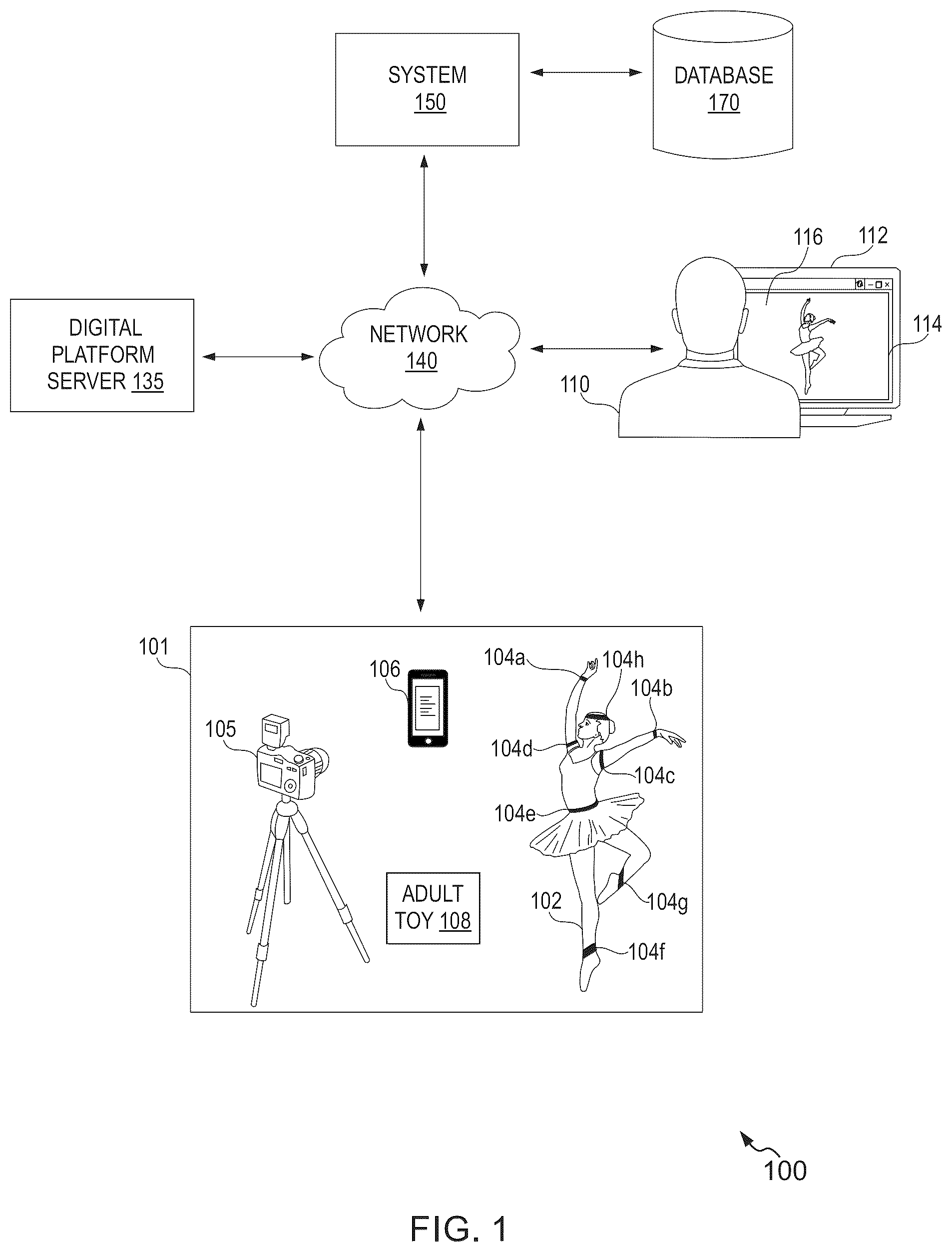 Patent US12315062 Figure 1 – Method and system for simulating a virtual performance using virtual characters for content viewers