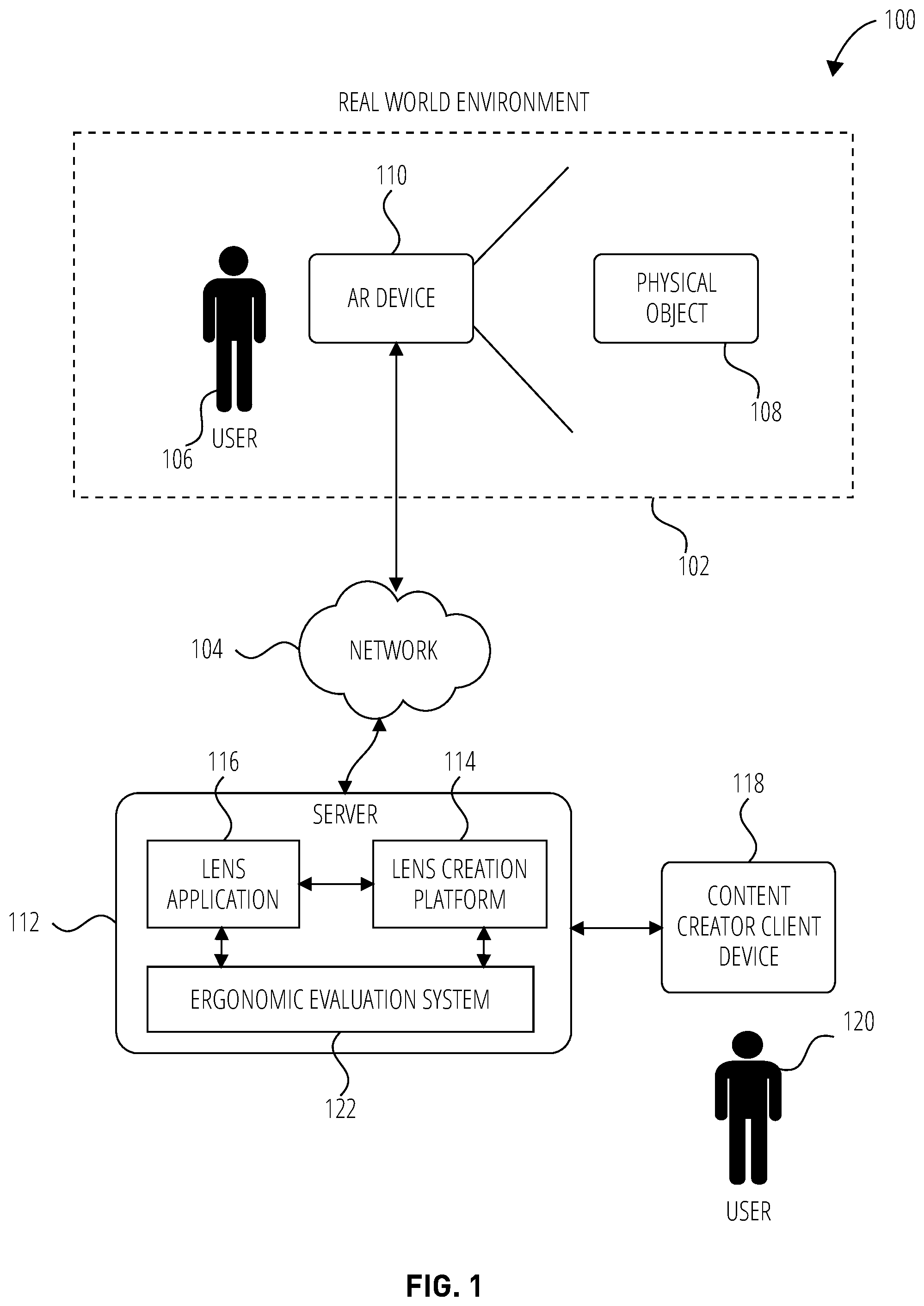 Patent US12315089 Figure 1 – Augmented reality ergonomics evaluation system