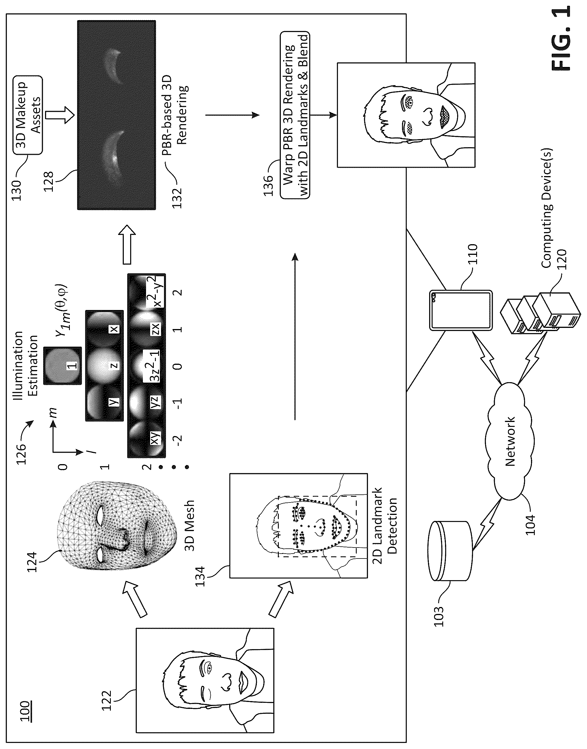 Patent US12315090 Figure 1 – Augmented reality virtual makeup try-on