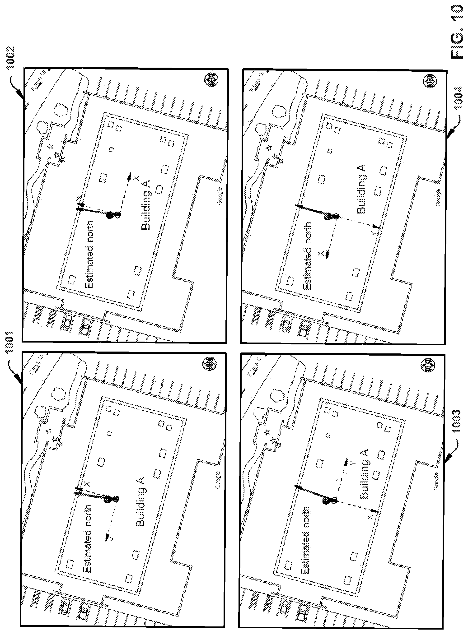Patent US12315101 Figure 10 – Selecting exterior images of a structure based on capture positions of indoor images associated with the structure