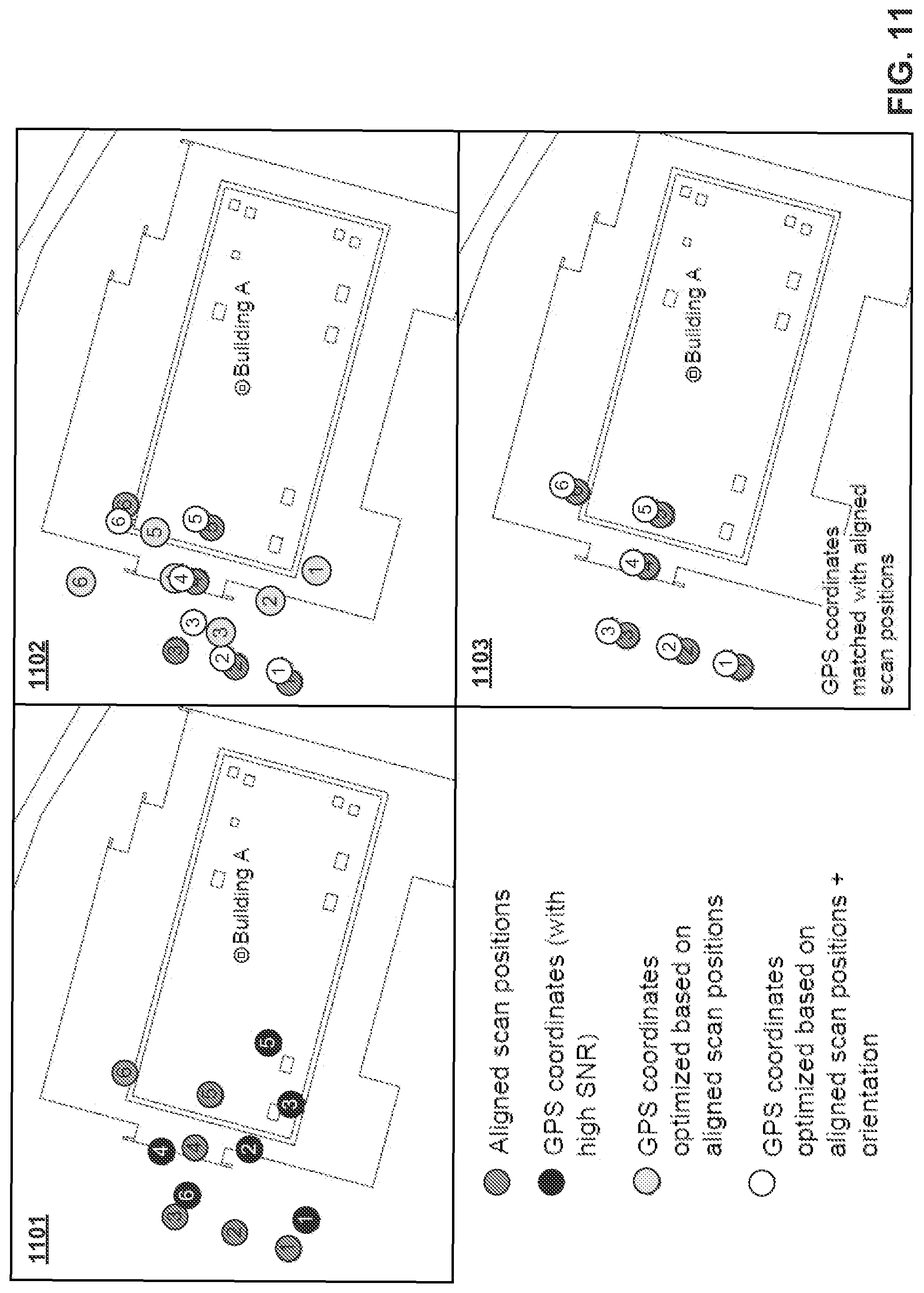 Patent US12315101 Figure 11 – Selecting exterior images of a structure based on capture positions of indoor images associated with the structure