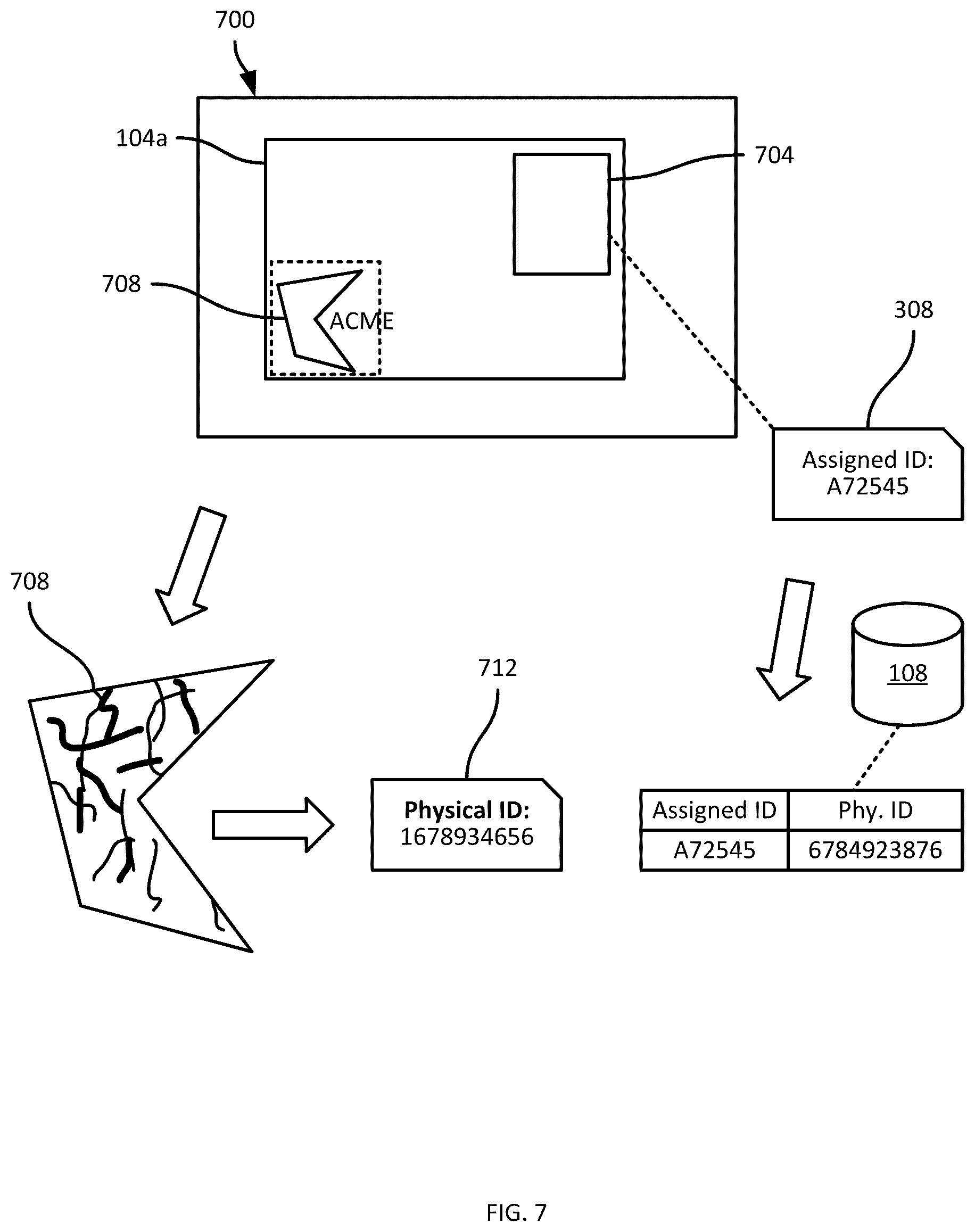 Patent US12315185 Figure 7 – Object identification using surface optical artifacts
