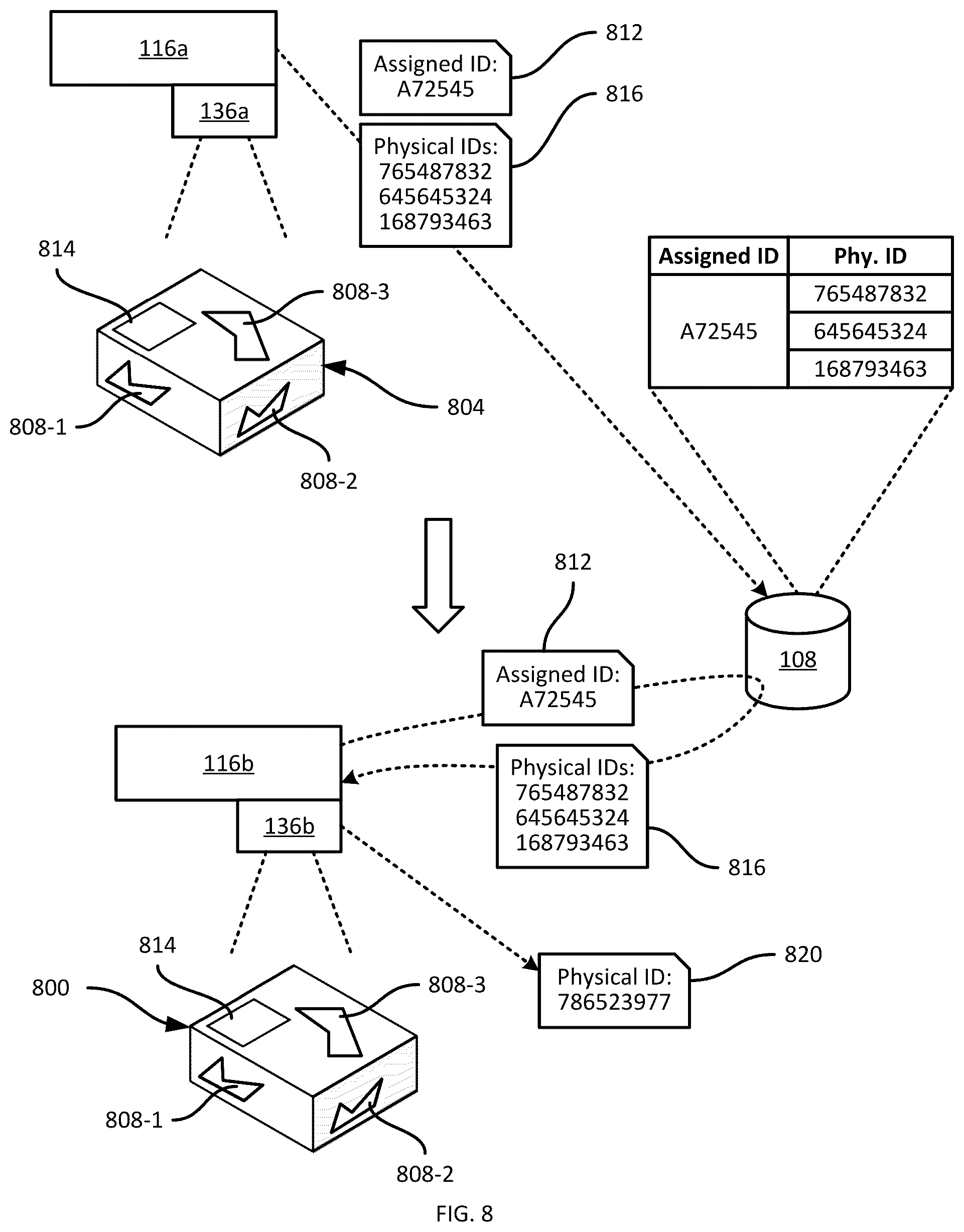 Patent US12315185 Figure 8 – Object identification using surface optical artifacts