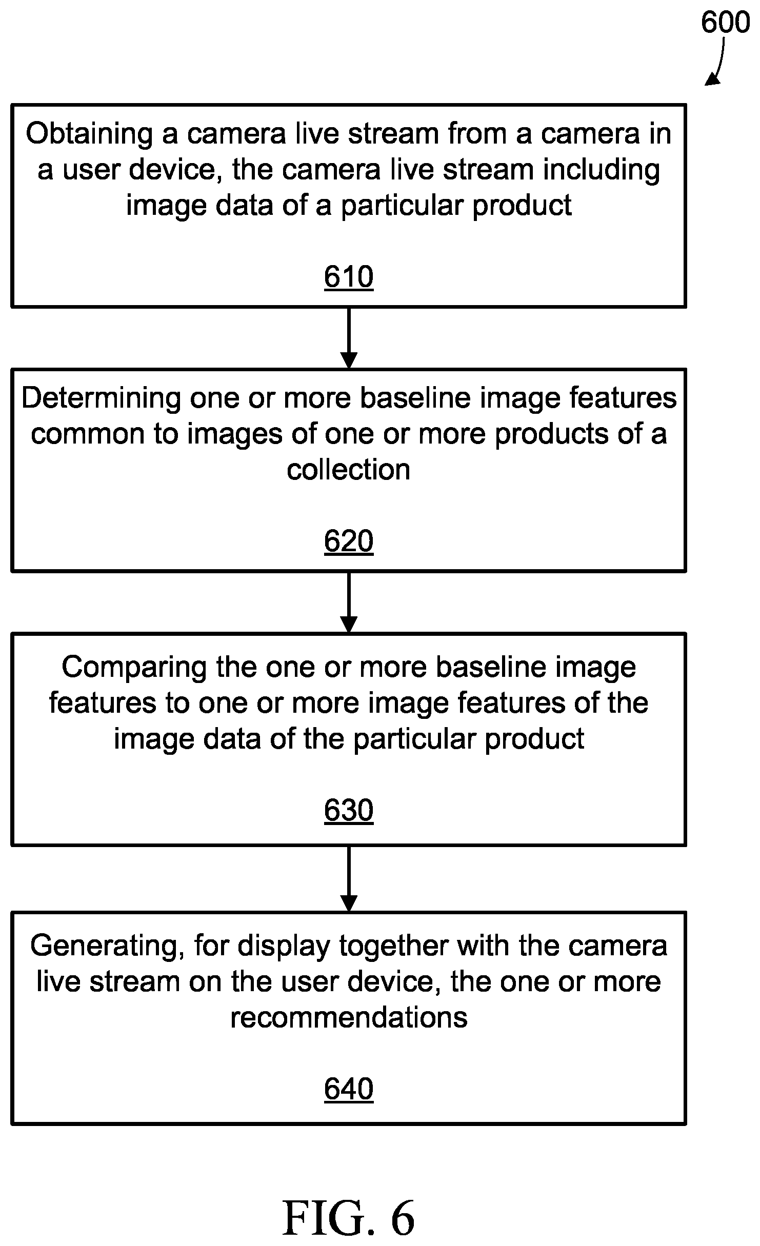 Patent US12315190 Figure 6 – System and method for generating recommendations during image capture of a product