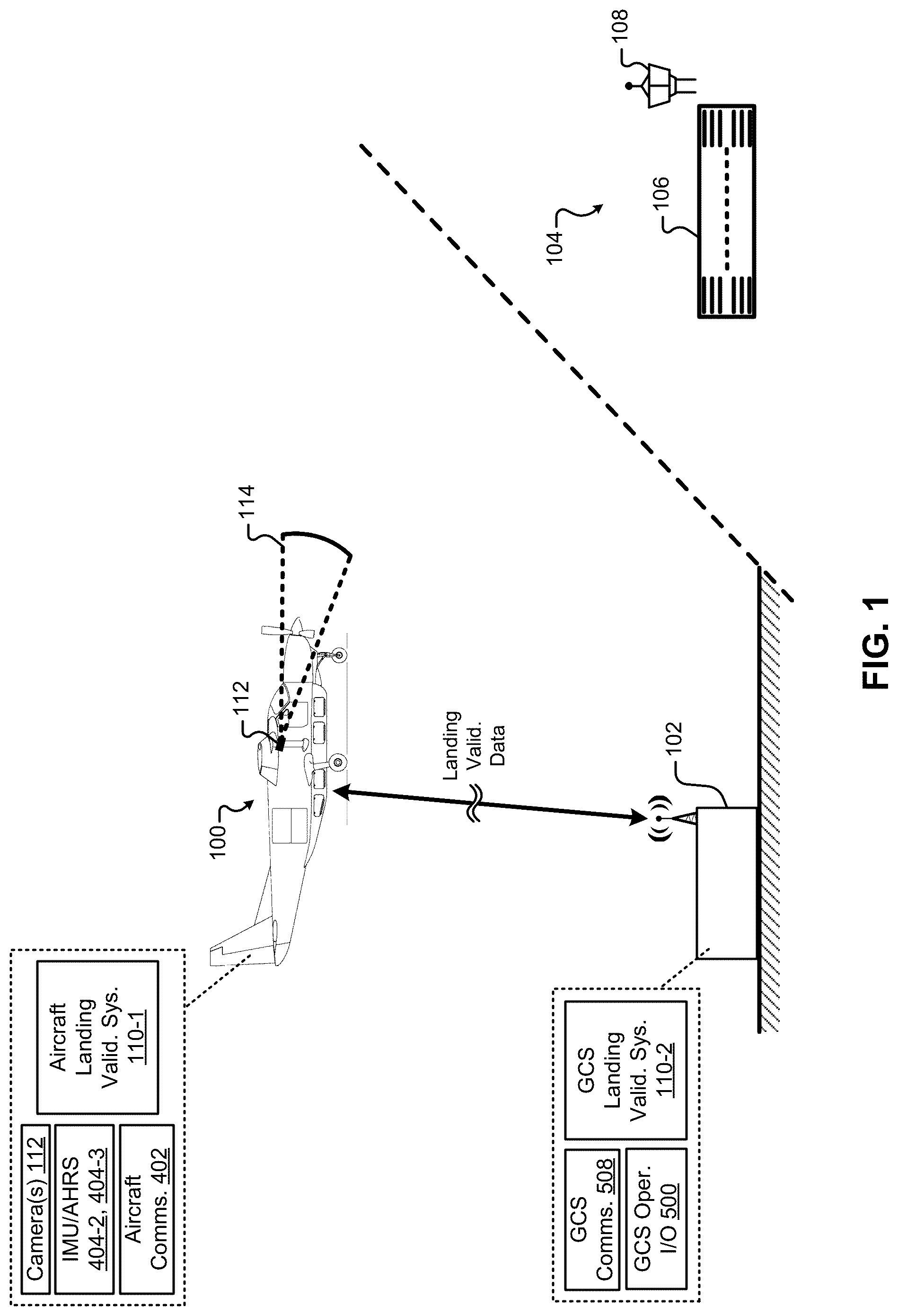Patent US12315268 — Vision-based landing system — Figure 1