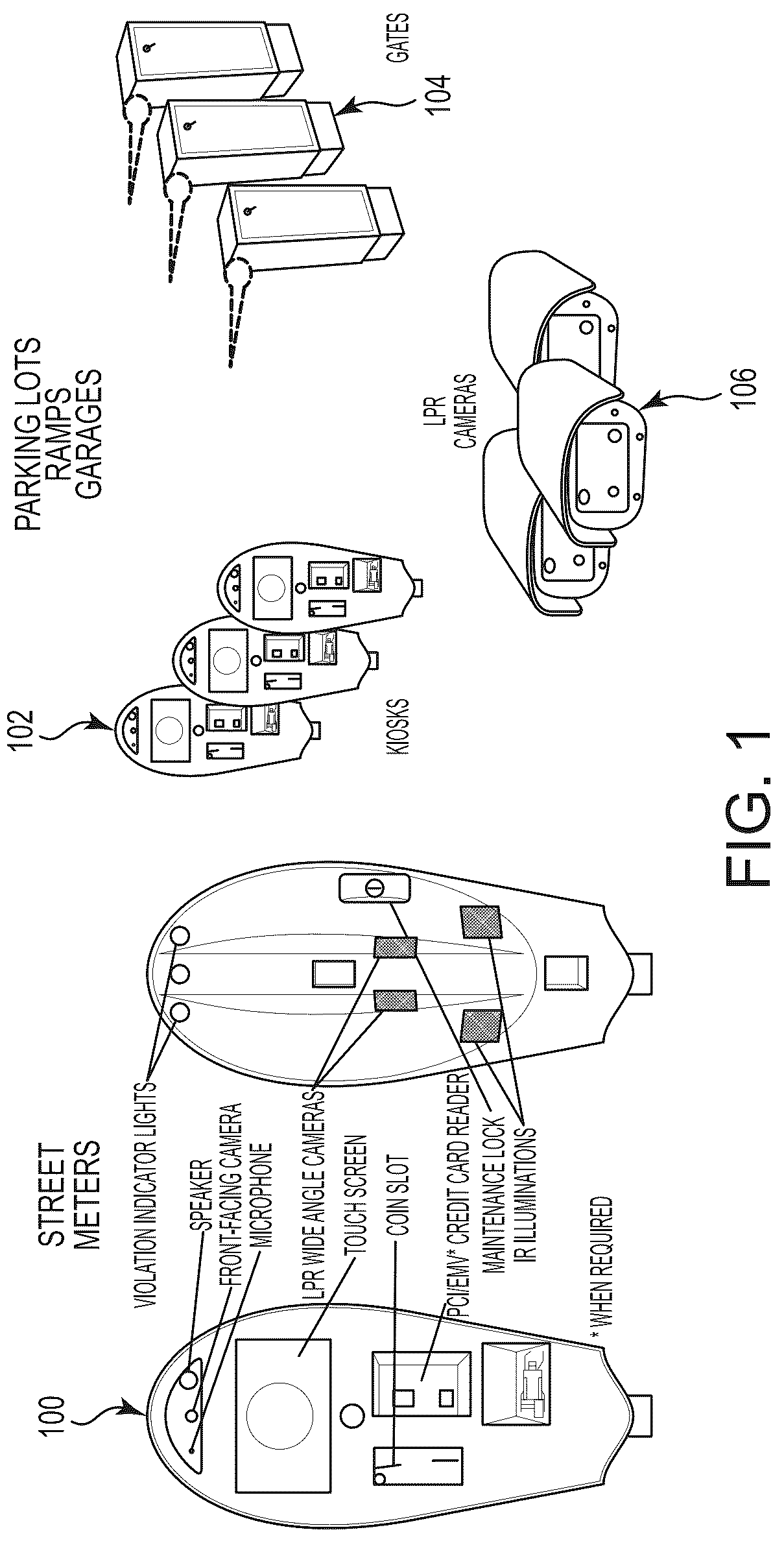 Patent US12315307 Figure 1 – Integrated mobile parking application and smart parking meter system