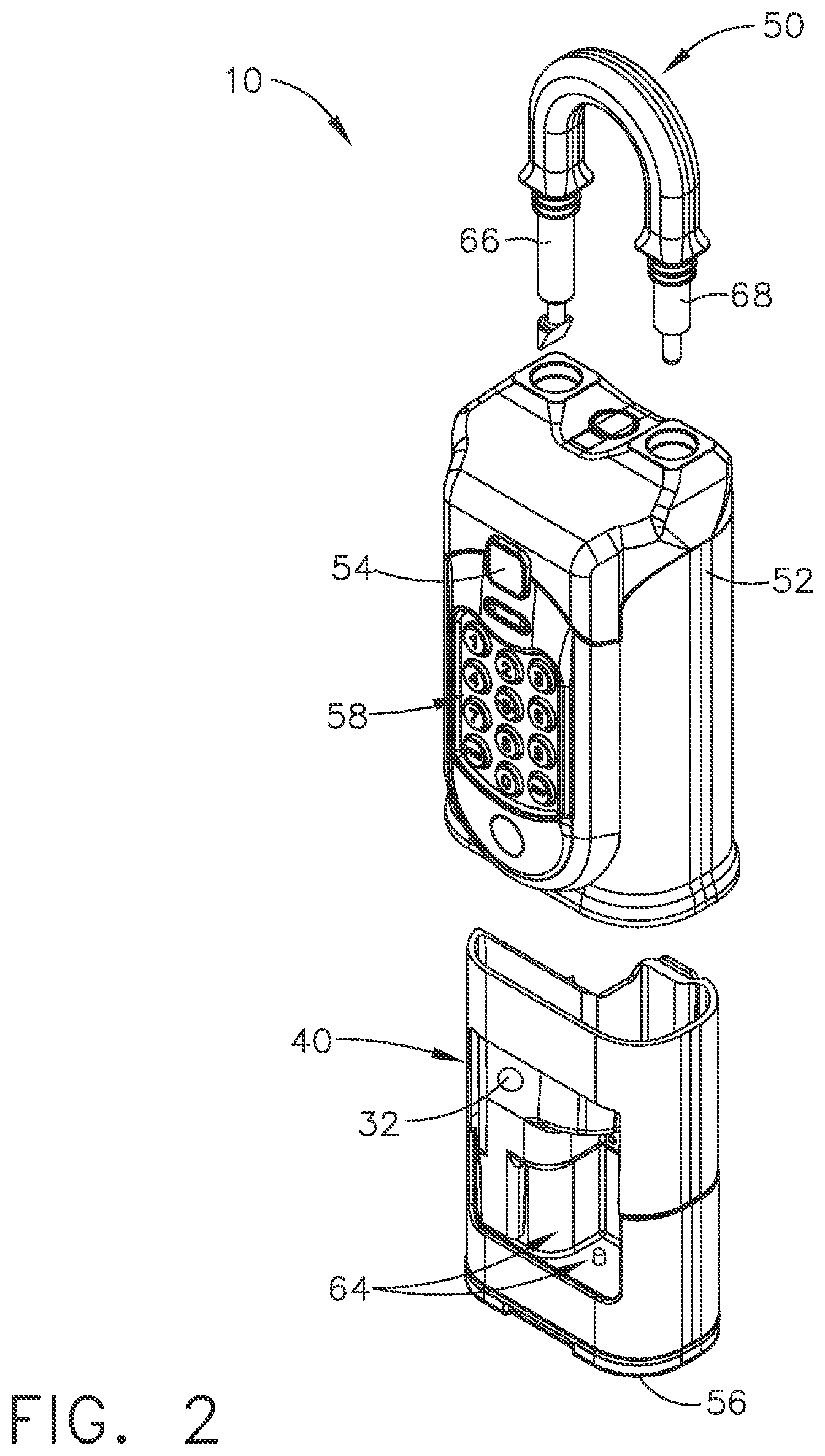 Patent US12315318 Figure 2 – Electronic lockbox with sensor and removable magnetic key fob