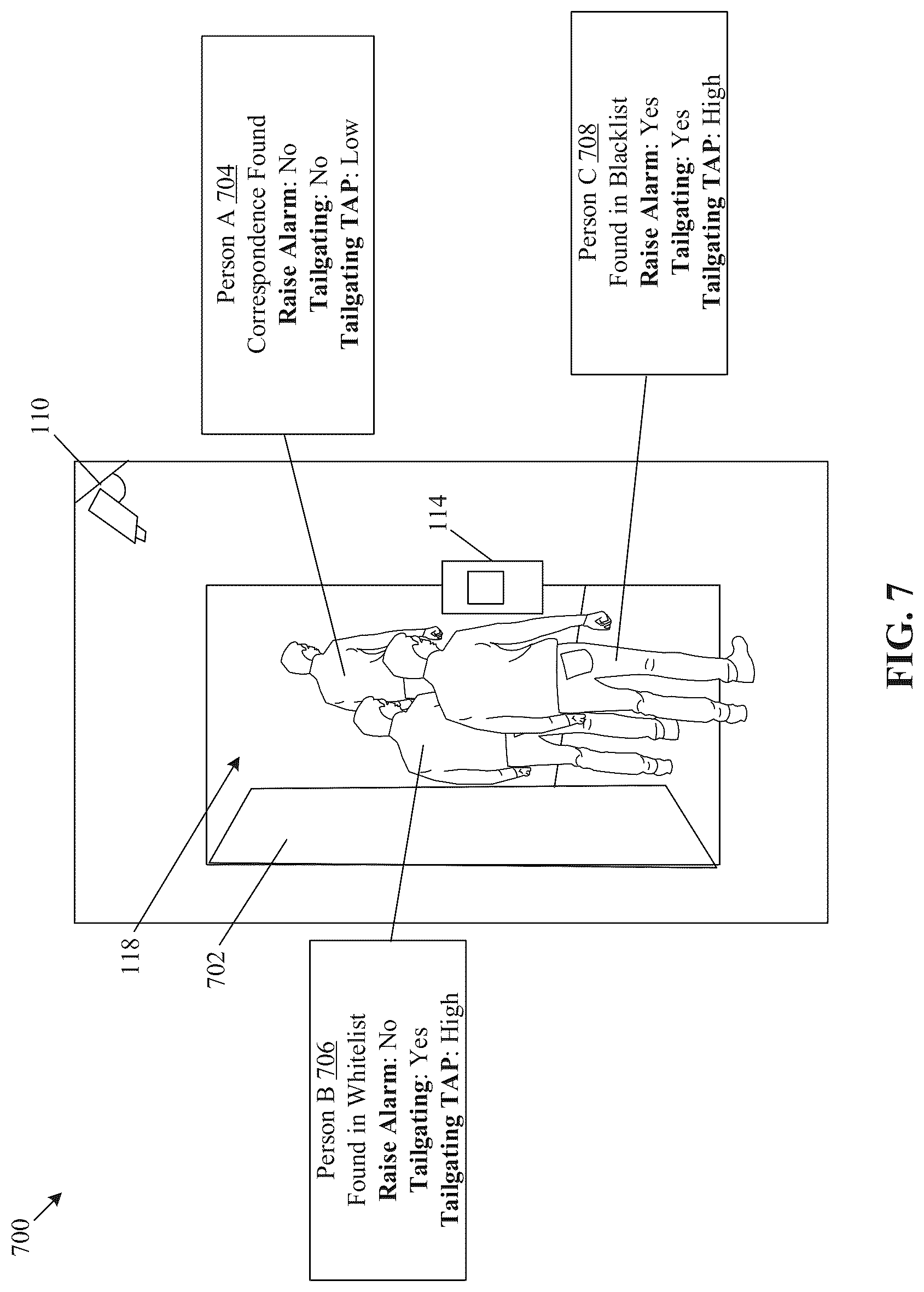Patent US12315319 Figure 6 – Tailgating detection using multimodal entry data