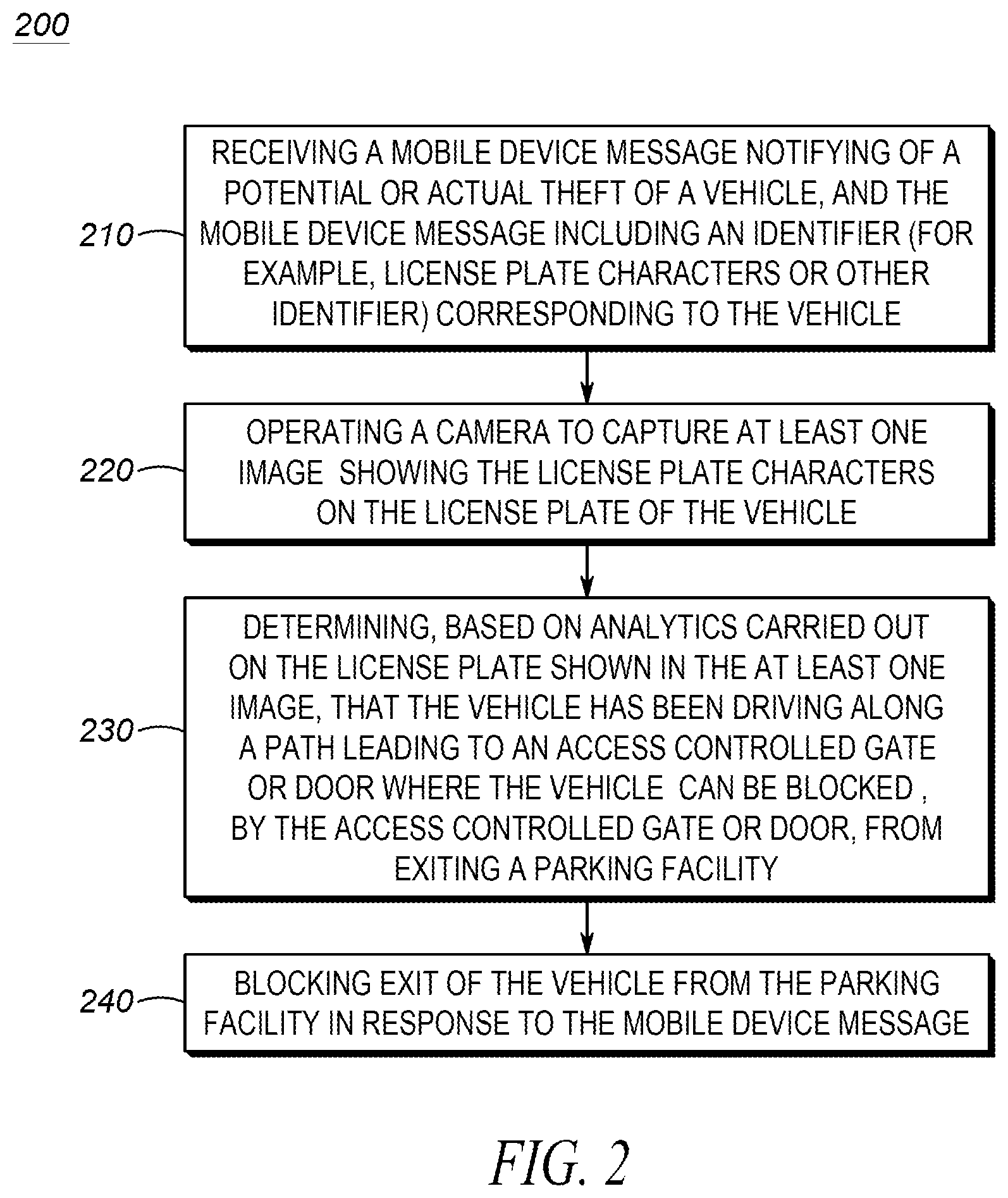 Patent US12315321 Figure 2 – System and computer-implemented method for responding to a potential or actual vehicle theft