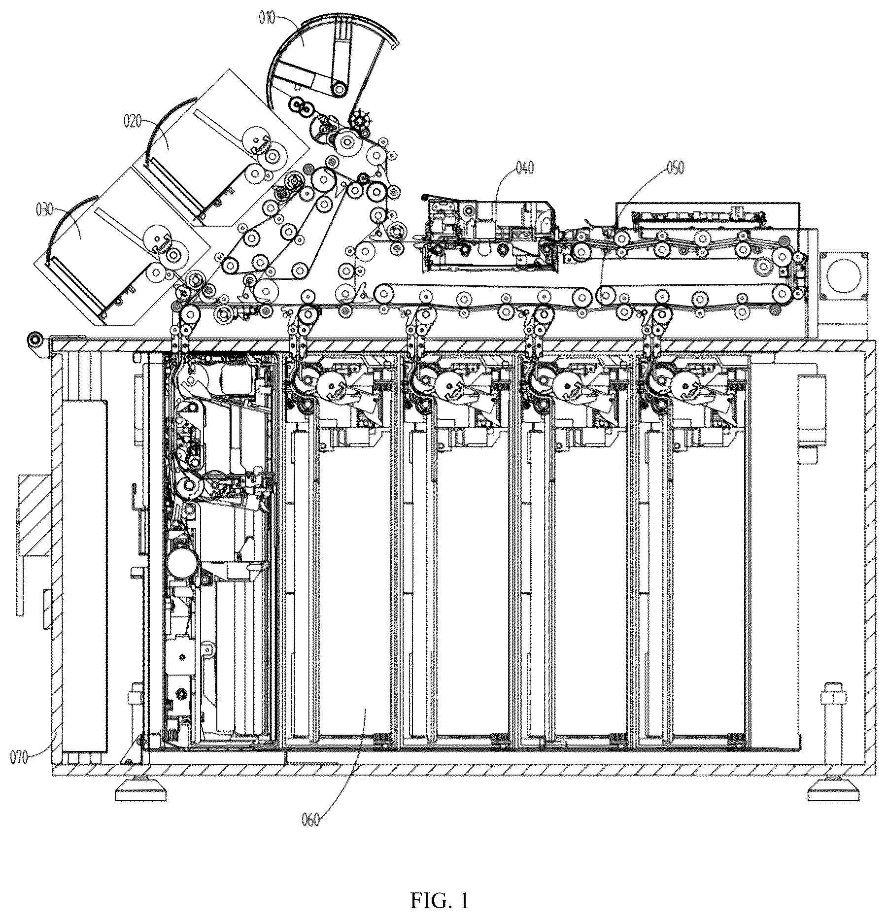 Patent US12315322 Figure 1 – Sheet medium stacking and separting appartus; and cash recycling and handling apparatus