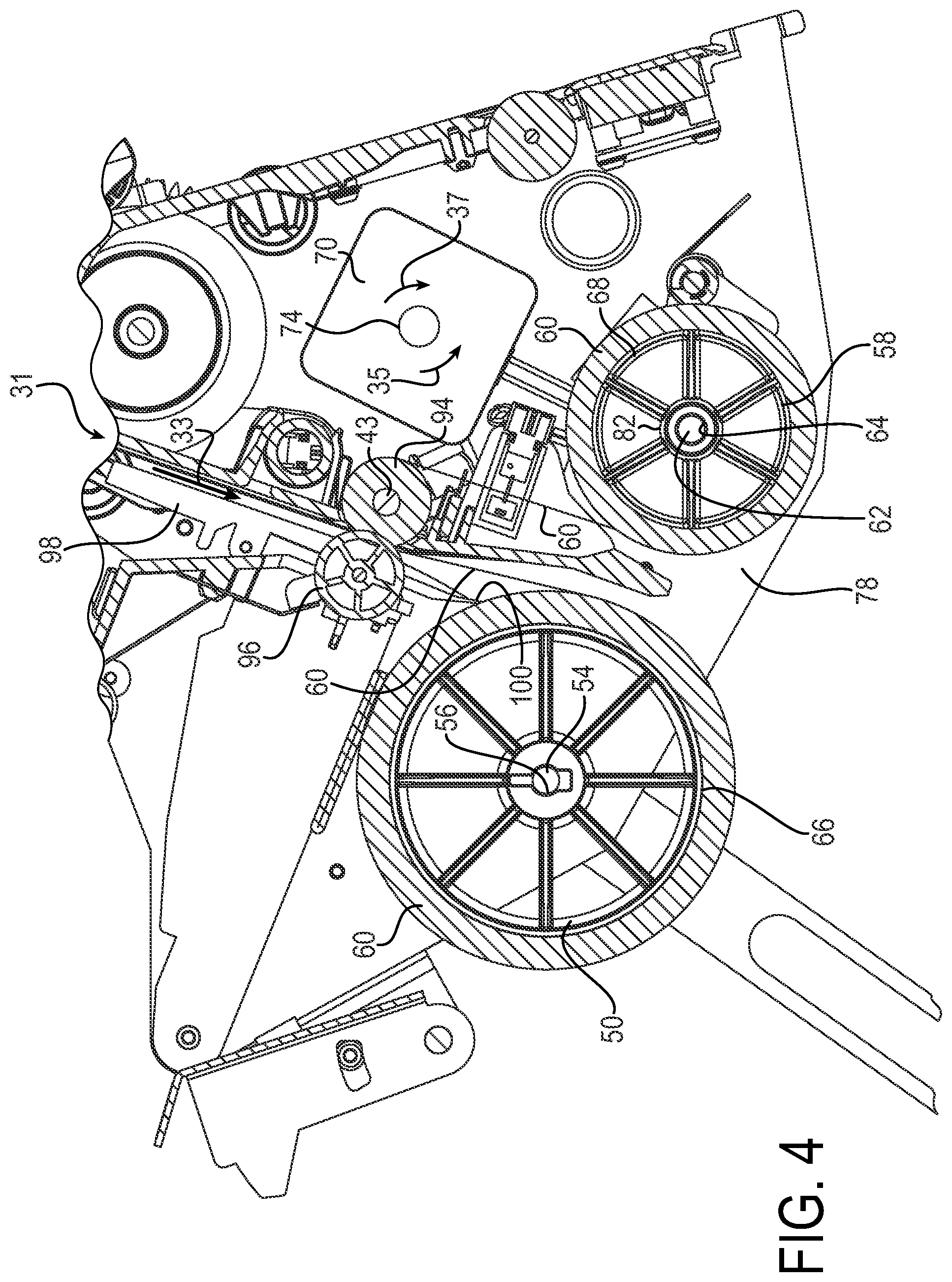 Patent US12315323 Figure 4 – Document-collecting apparatus of automated transaction machine and method