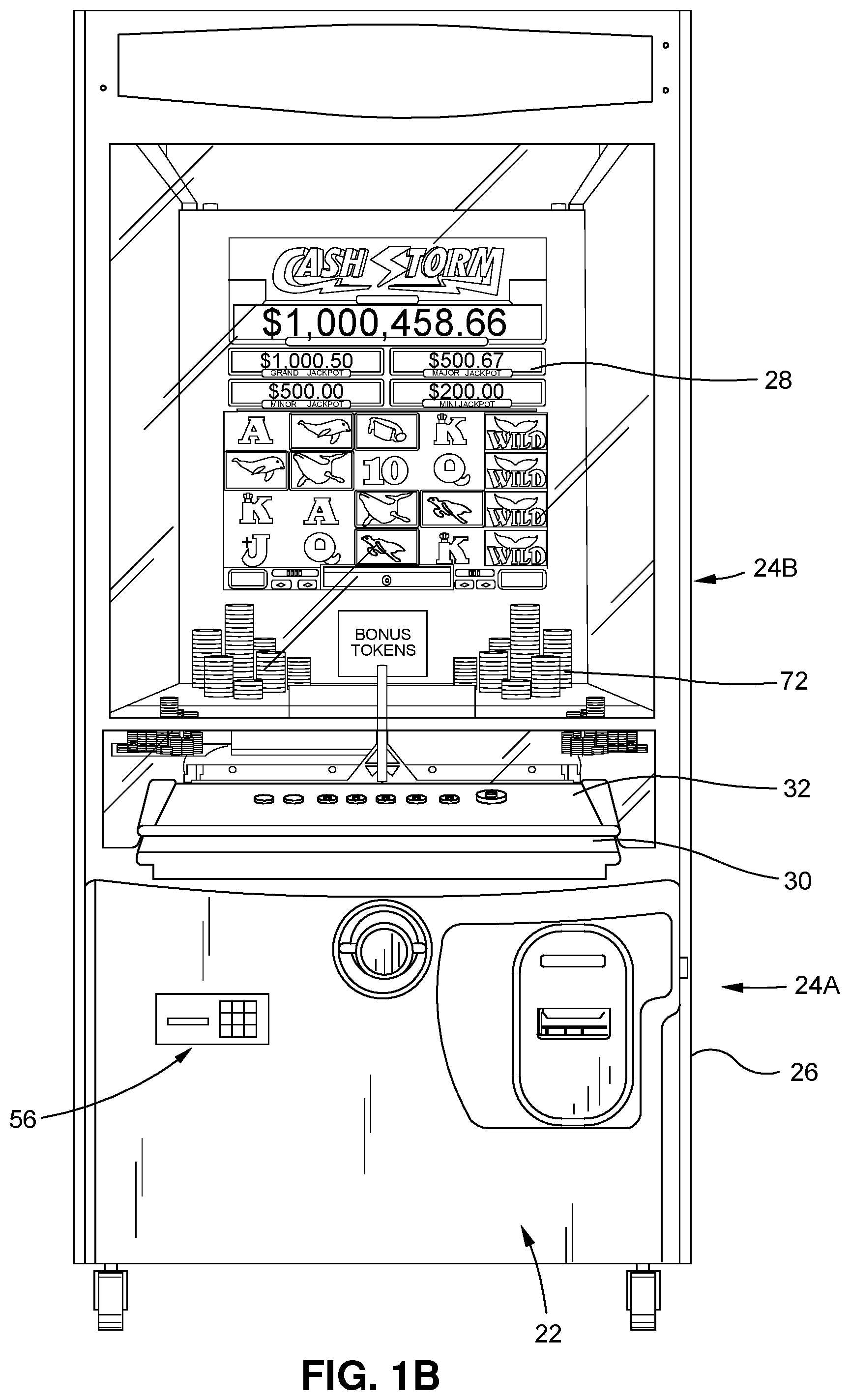 Patent US12315326 Figure 2 – Rewards system using skill/amusement game play device to award prizes