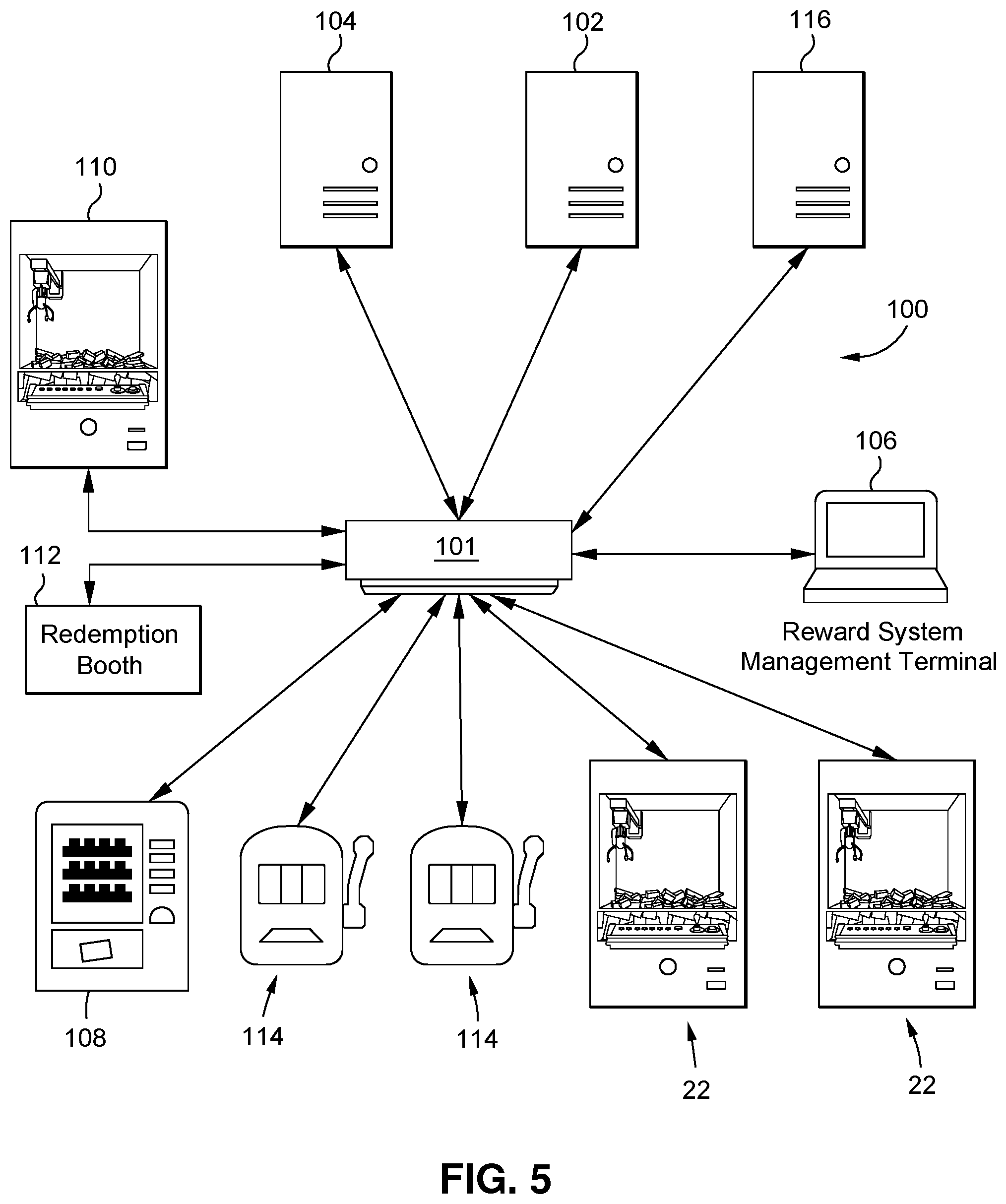 Patent US12315326 Figure 8 – Rewards system using skill/amusement game play device to award prizes