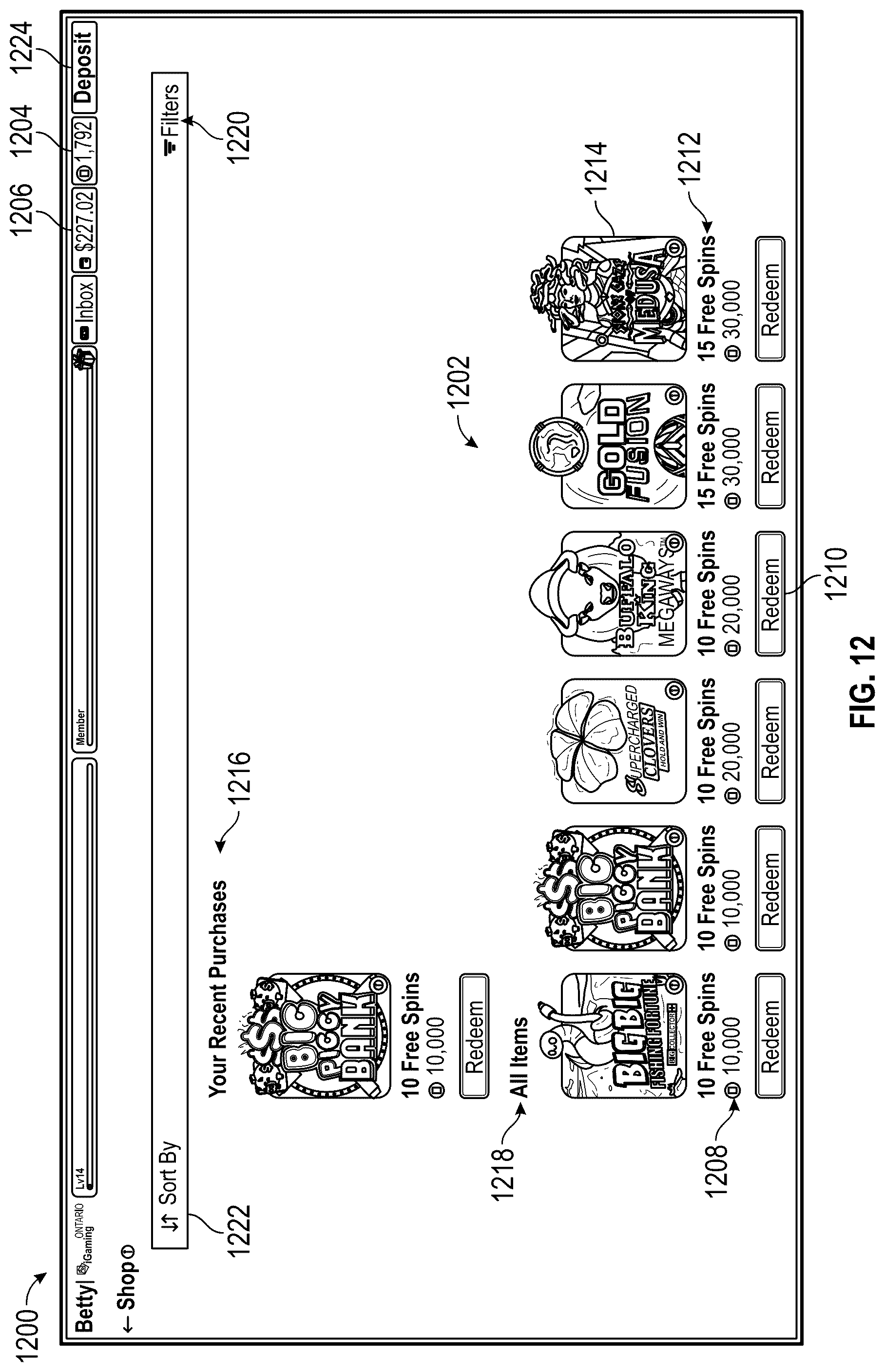 Patent US12315332 Figure 20 – Universal progress tracking and reward redemption mechanisms in gaming platforms