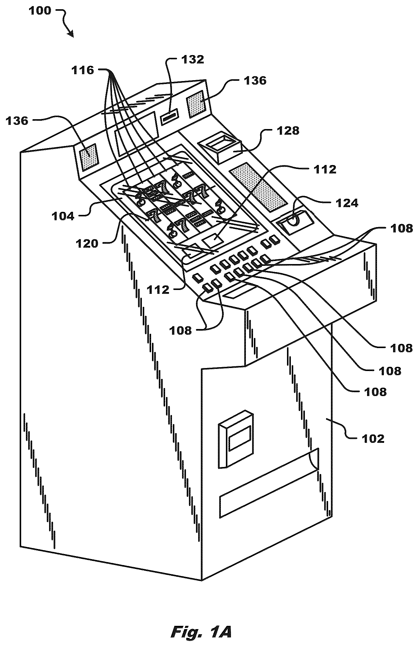 Patent US12315342 — Gaming systems and methods for removing a game symbol from a reel — Figure 1
