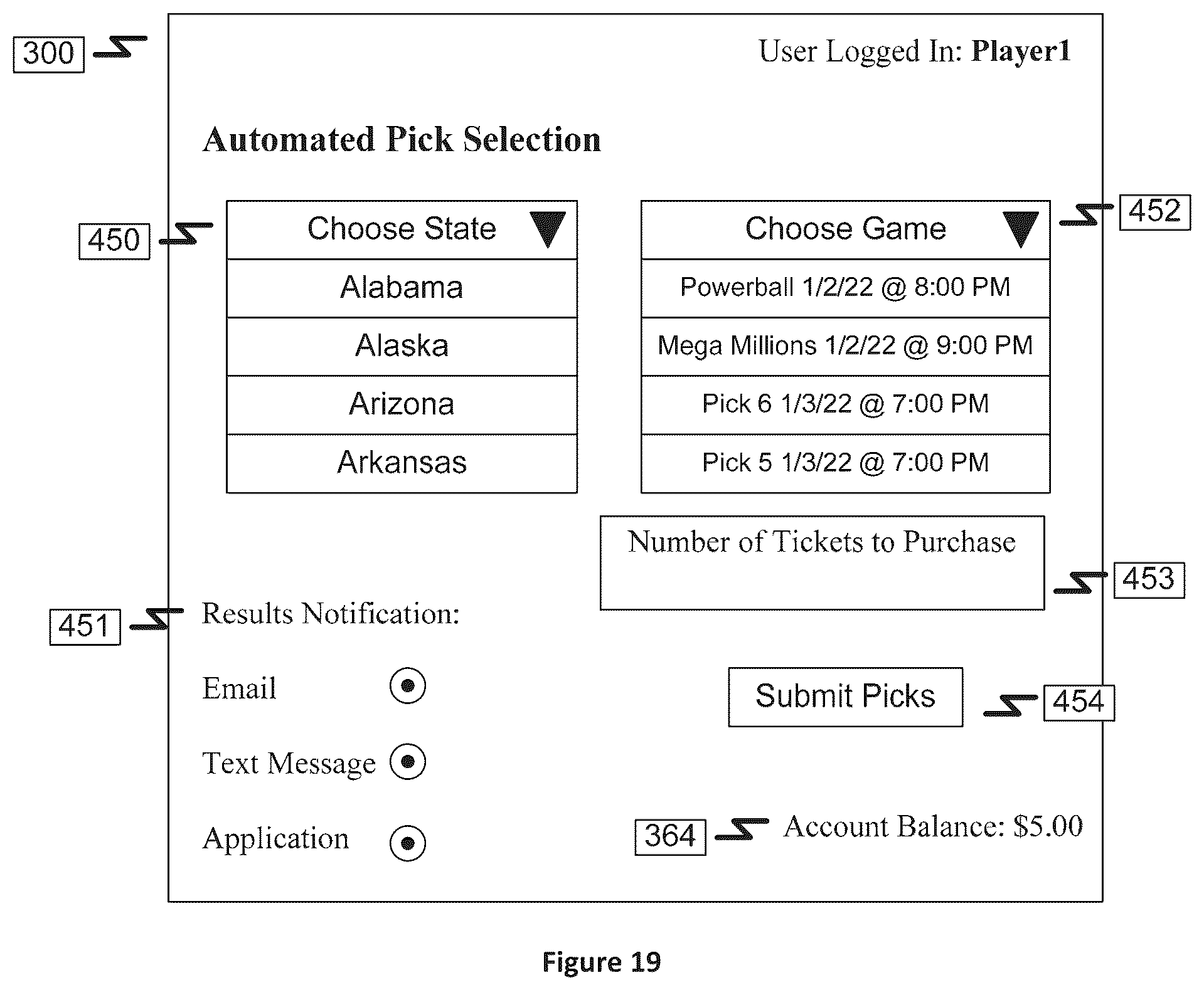 Patent US12315347 Figure 19 – Method and system for producing N-tuple number sets for lottery submissions