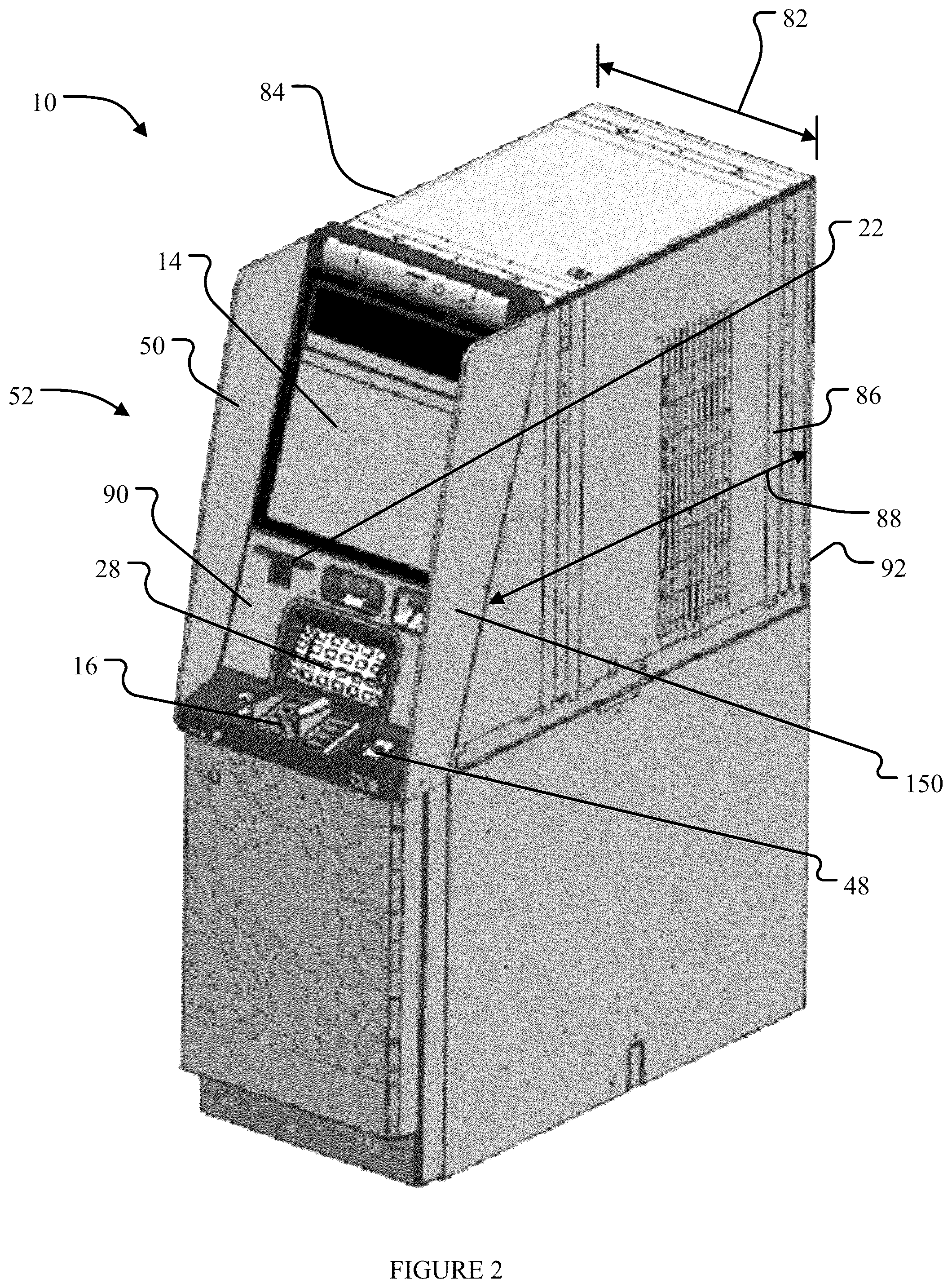Patent US12315349 Figure 2 – ATM having privacy panels