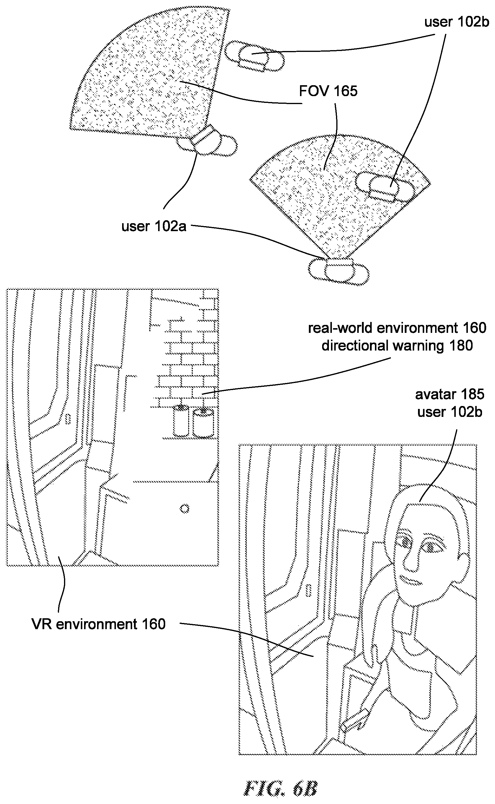 Patent US12315363 Figure 9 – Directional warnings in co-located play in virtual reality environments