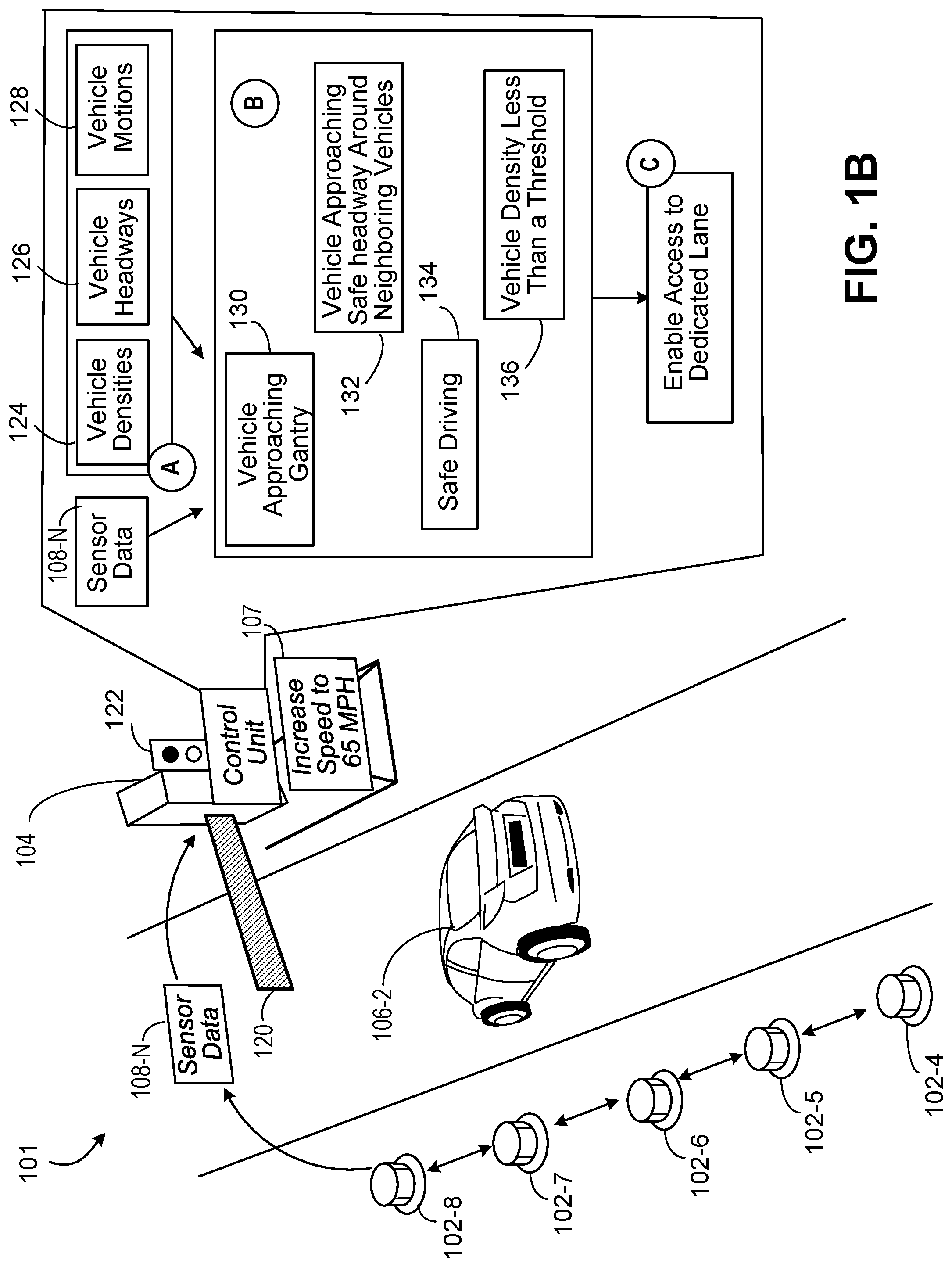 Patent US12315367 Figure 2 – Intelligent entry and egress for dedicated lane