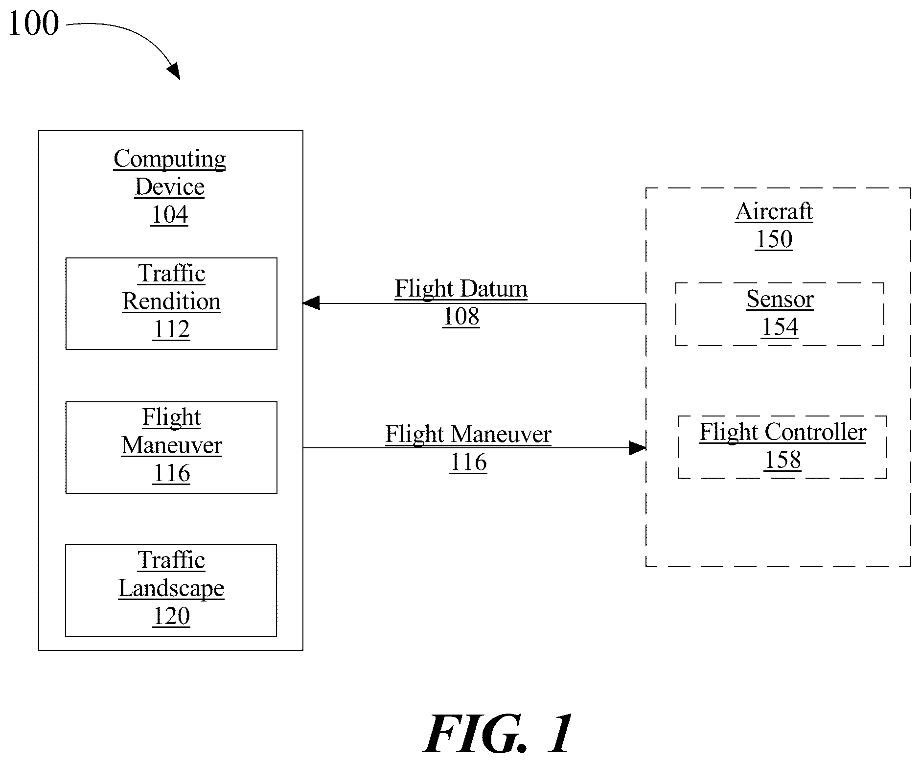 Patent US12315381 — System and method for digital communication of a flight maneuver — Figure 1