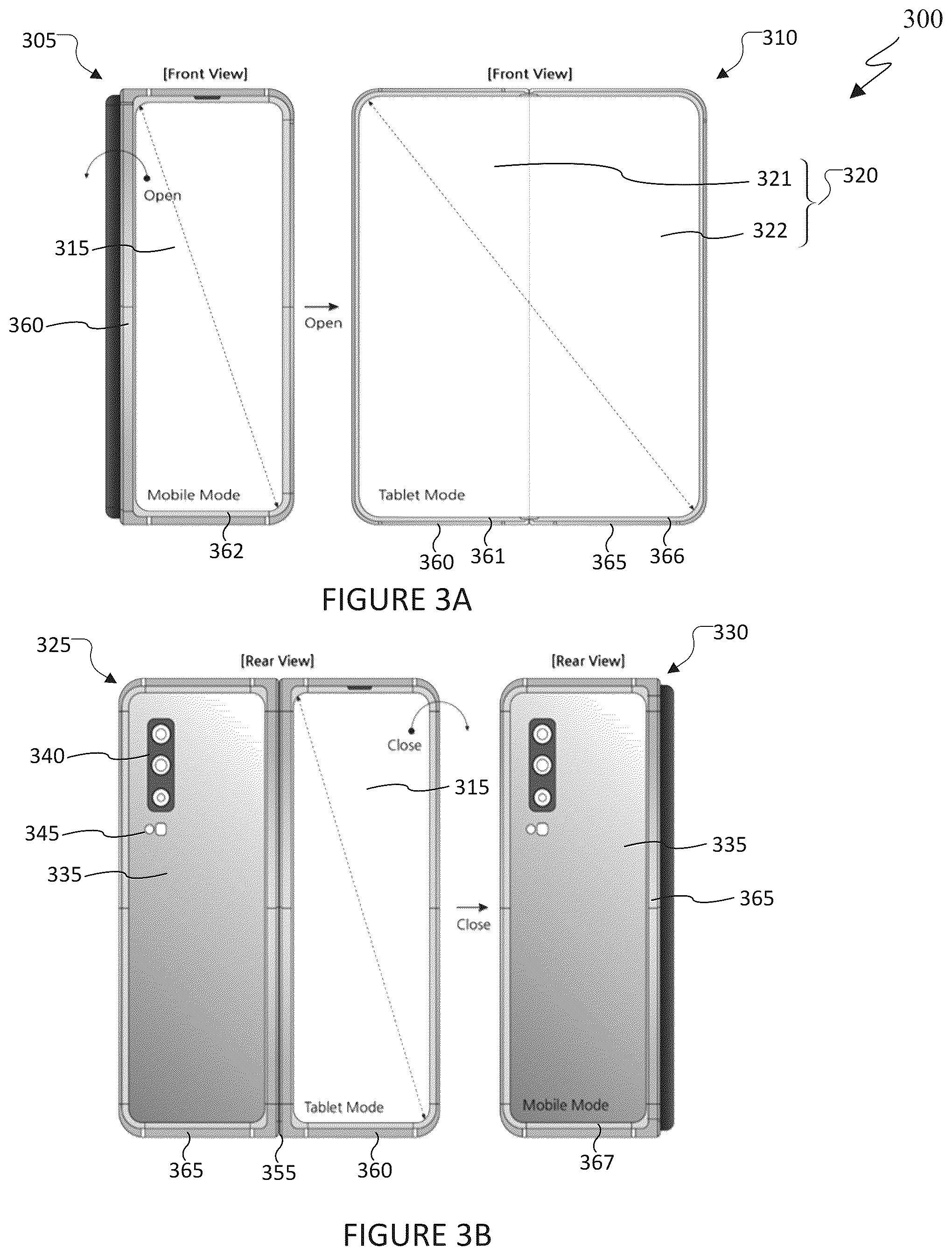 Patent US12315399 Figure 3 – Mobile device with a foldable display and method of providing user interfaces on the foldable display