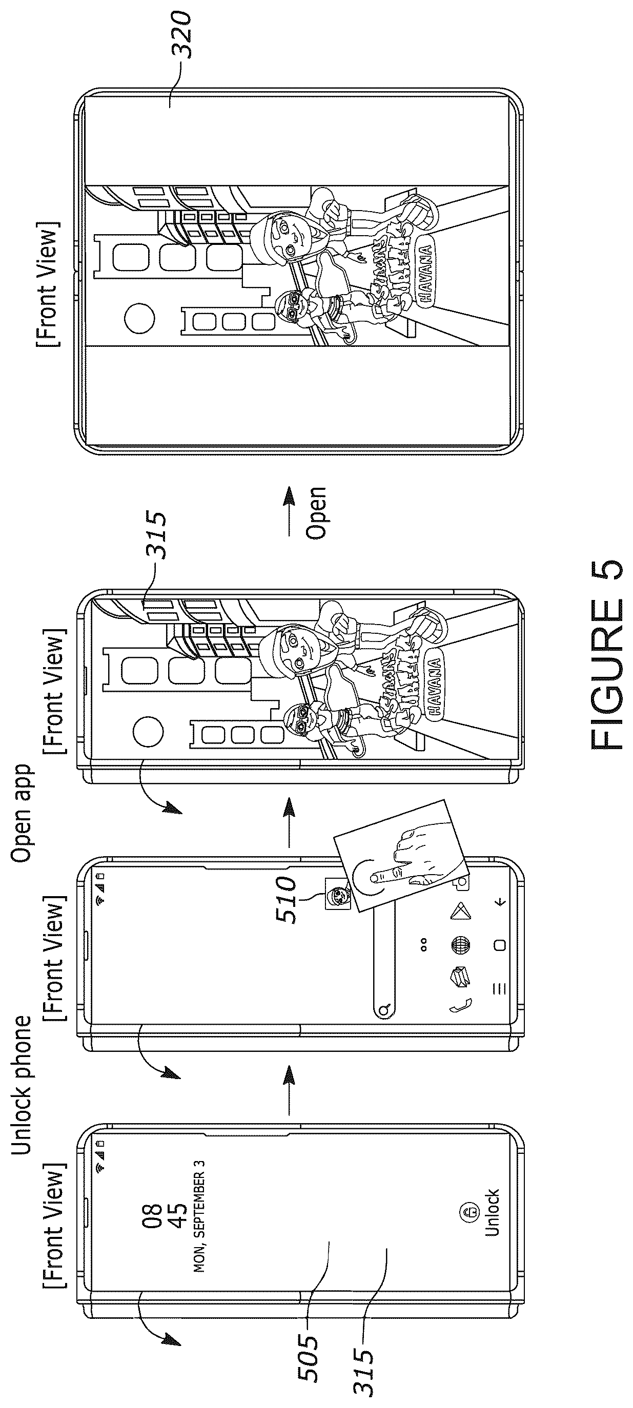 Patent US12315399 Figure 5 – Mobile device with a foldable display and method of providing user interfaces on the foldable display