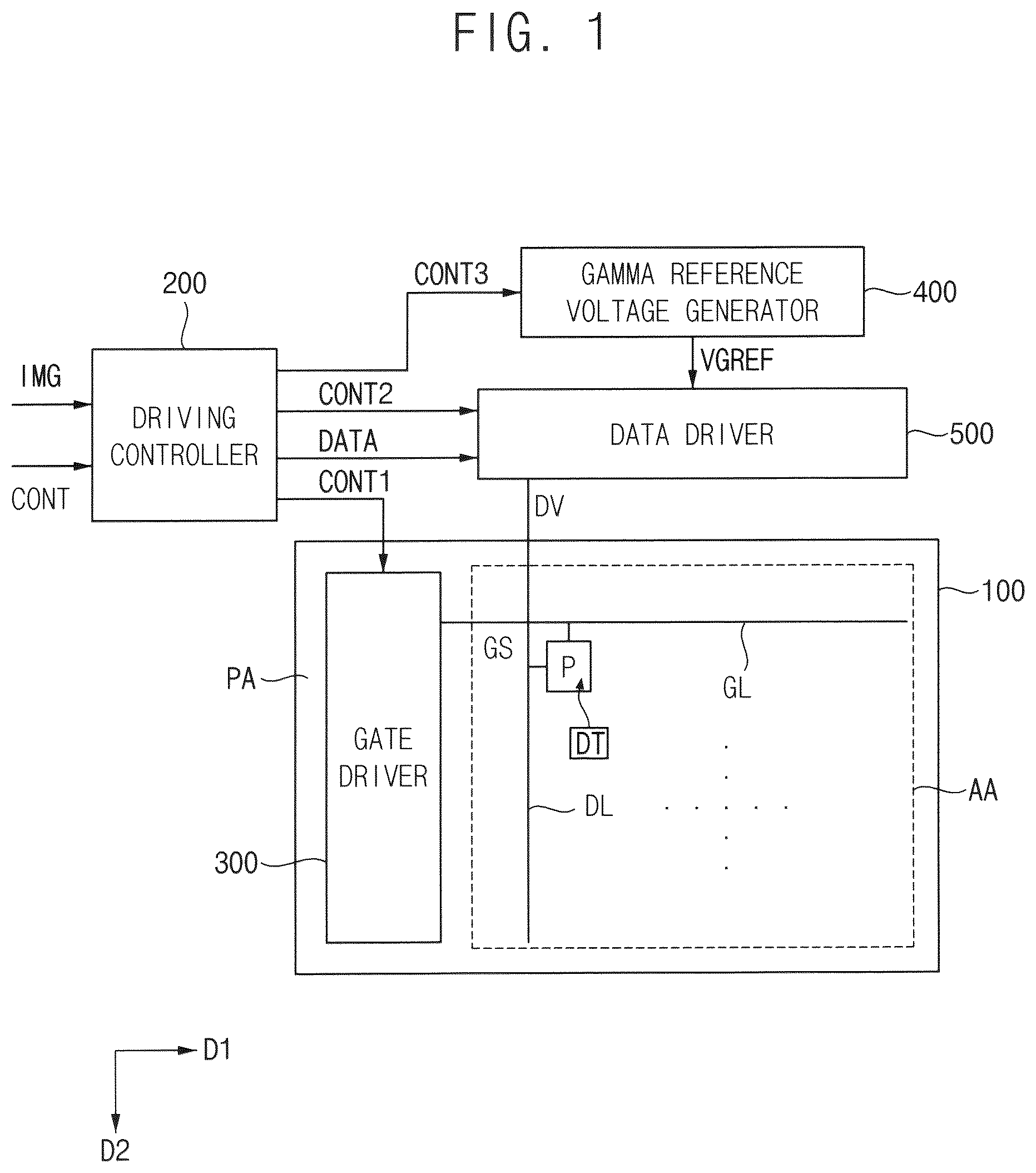 Patent US12315401 Figure 1 – Display apparatus, virtual reality display system including the same, augmented reality display system and method of driving the same